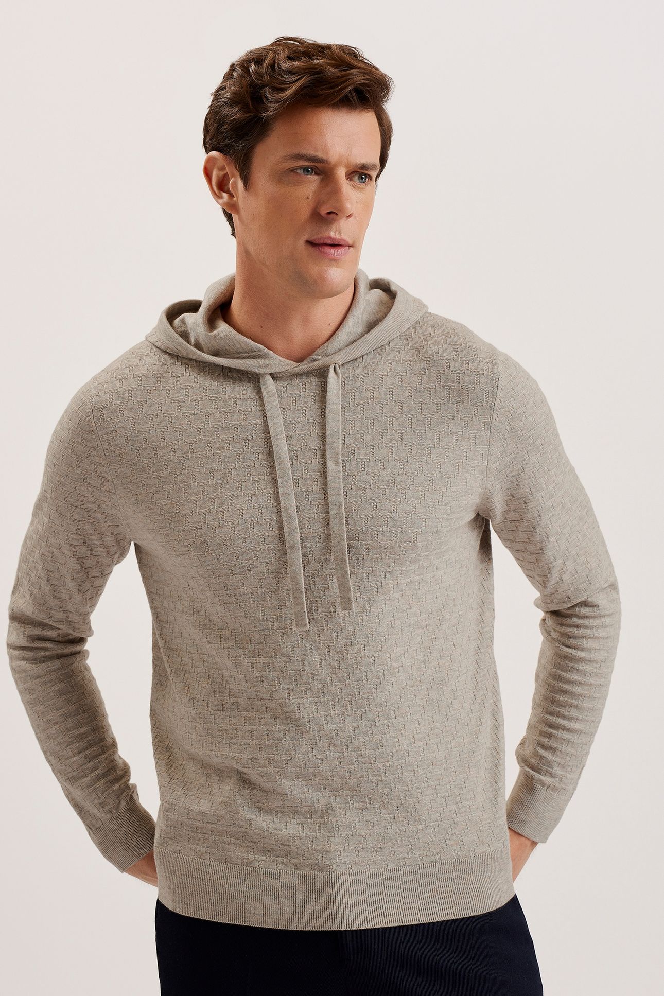 LOULAR REGULAR T STITCH HOODIE TAUPE 1