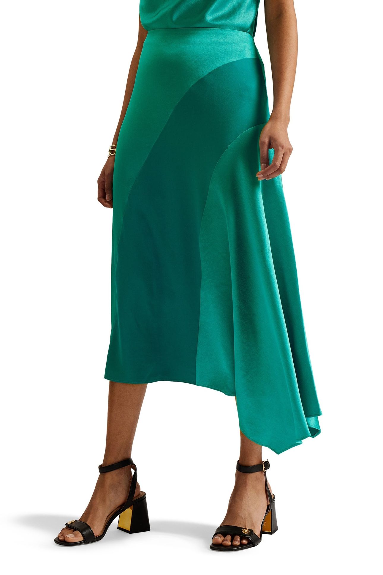 WMS BOLSENA SATIN MIDI SKIRT GREEN 2