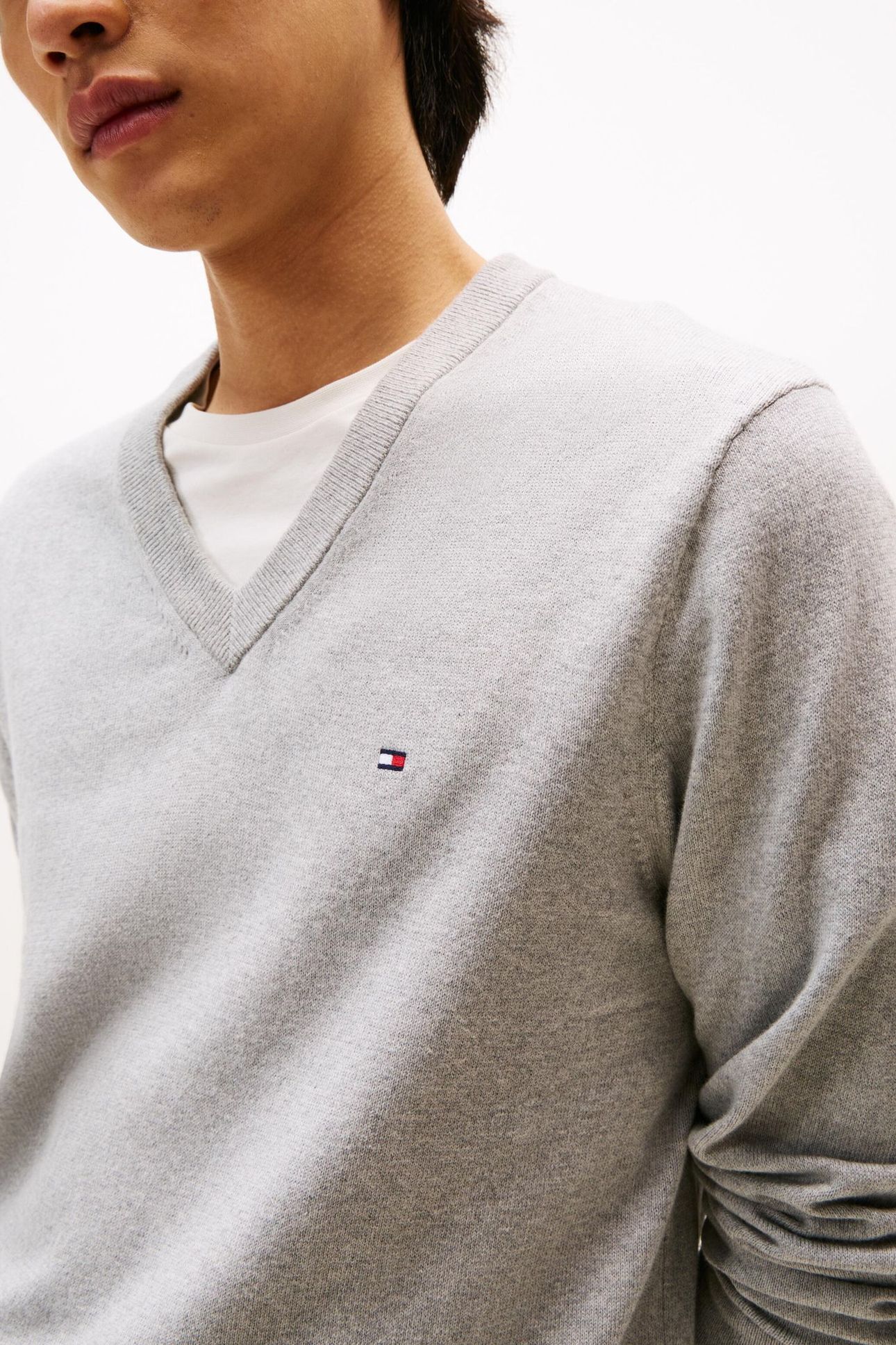 PIMA COTTON CASHMERE SWEATER LIGHT GREY HEATHER 6