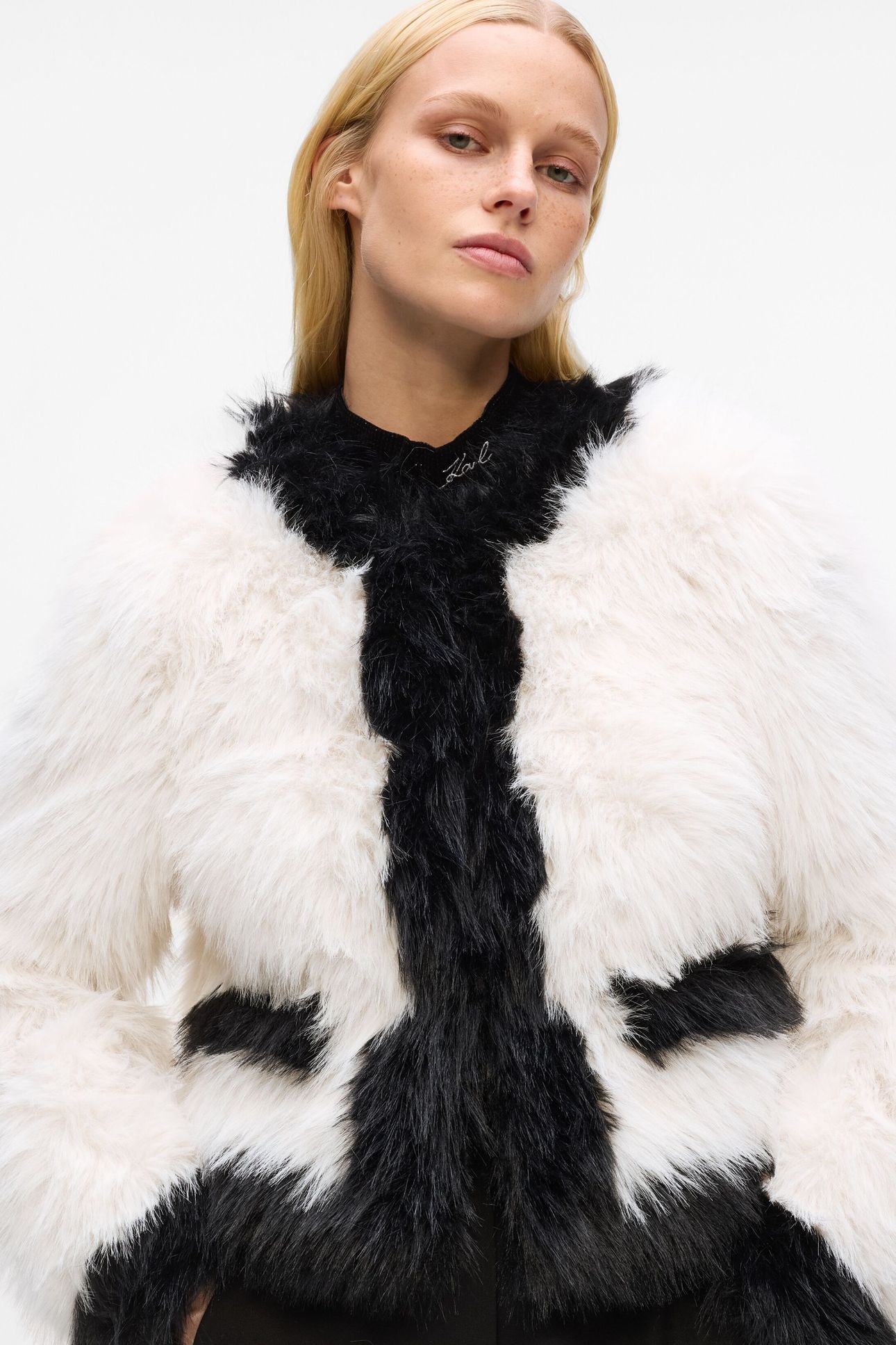 FAUX FUR JACKET WHITE/BLACK 6