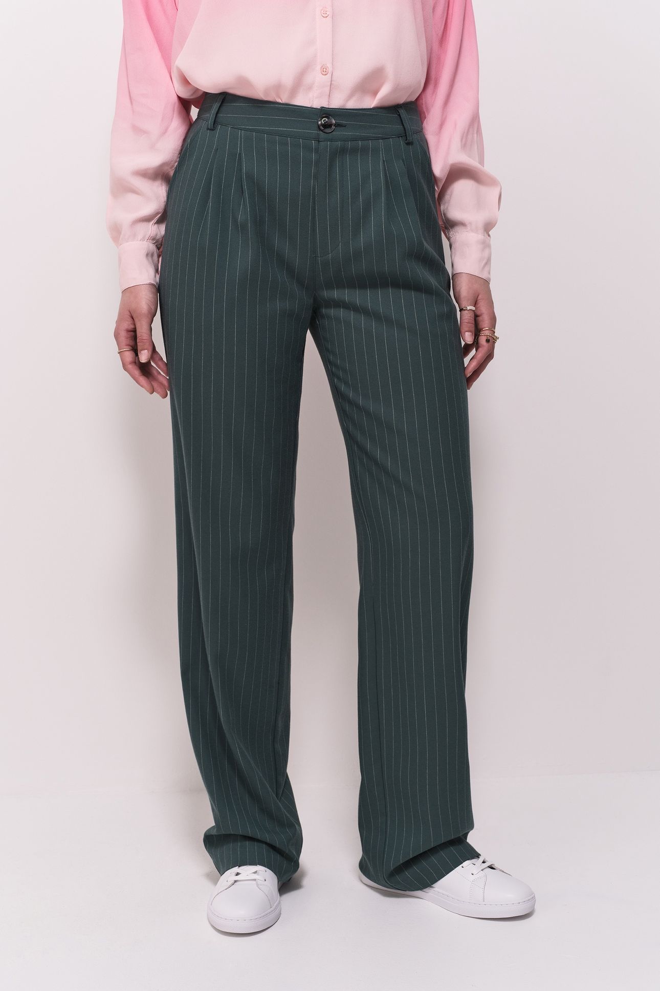 PALMA - GREEN SUIT TROUSERS WITH TENNIS STRIPES 1