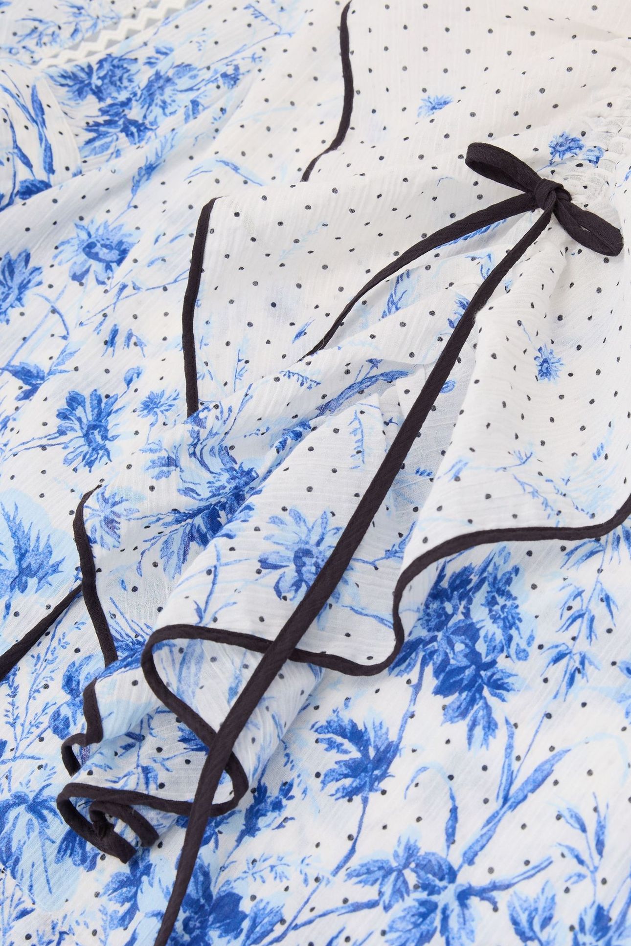 RUFFLE PRINTED BLOUSE IVORY/BLUE 7