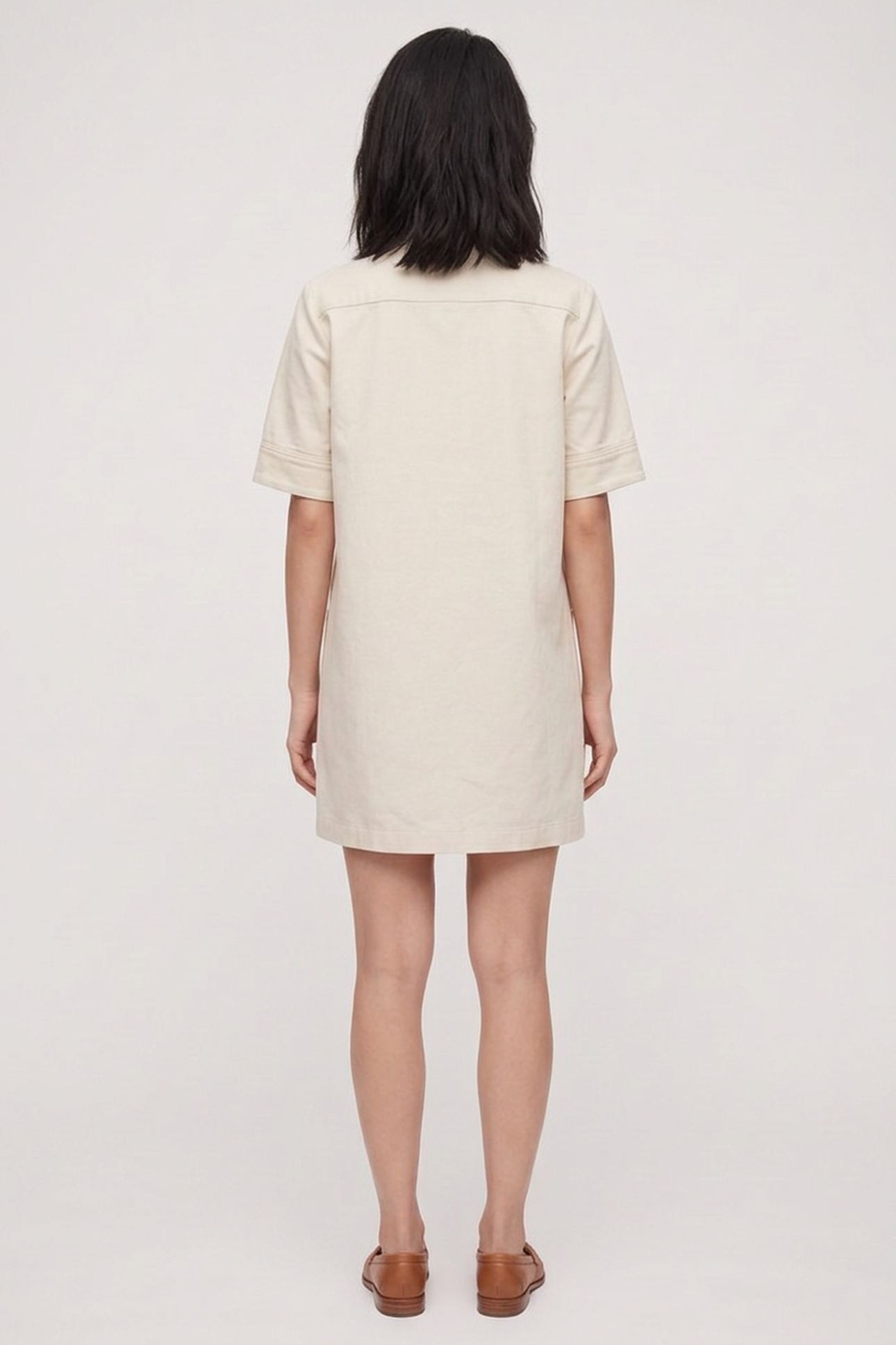 DRESS SHORT LONG SLEEVE ECRU 2