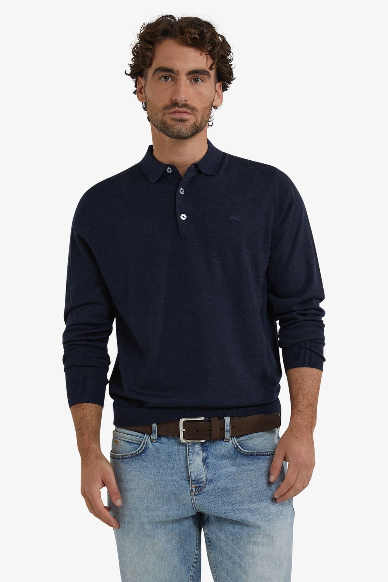FINE MERINO L/S POLO NAVY 3