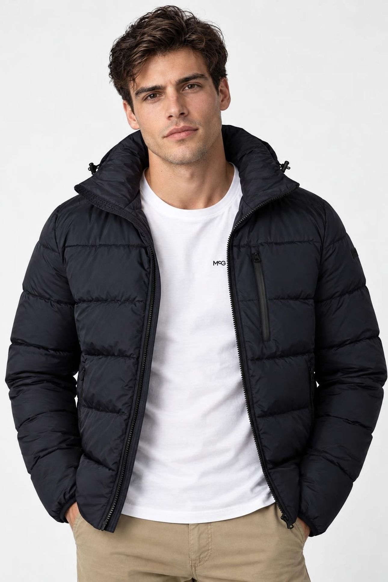 HOODED BOMBER JACKET NAVY 1