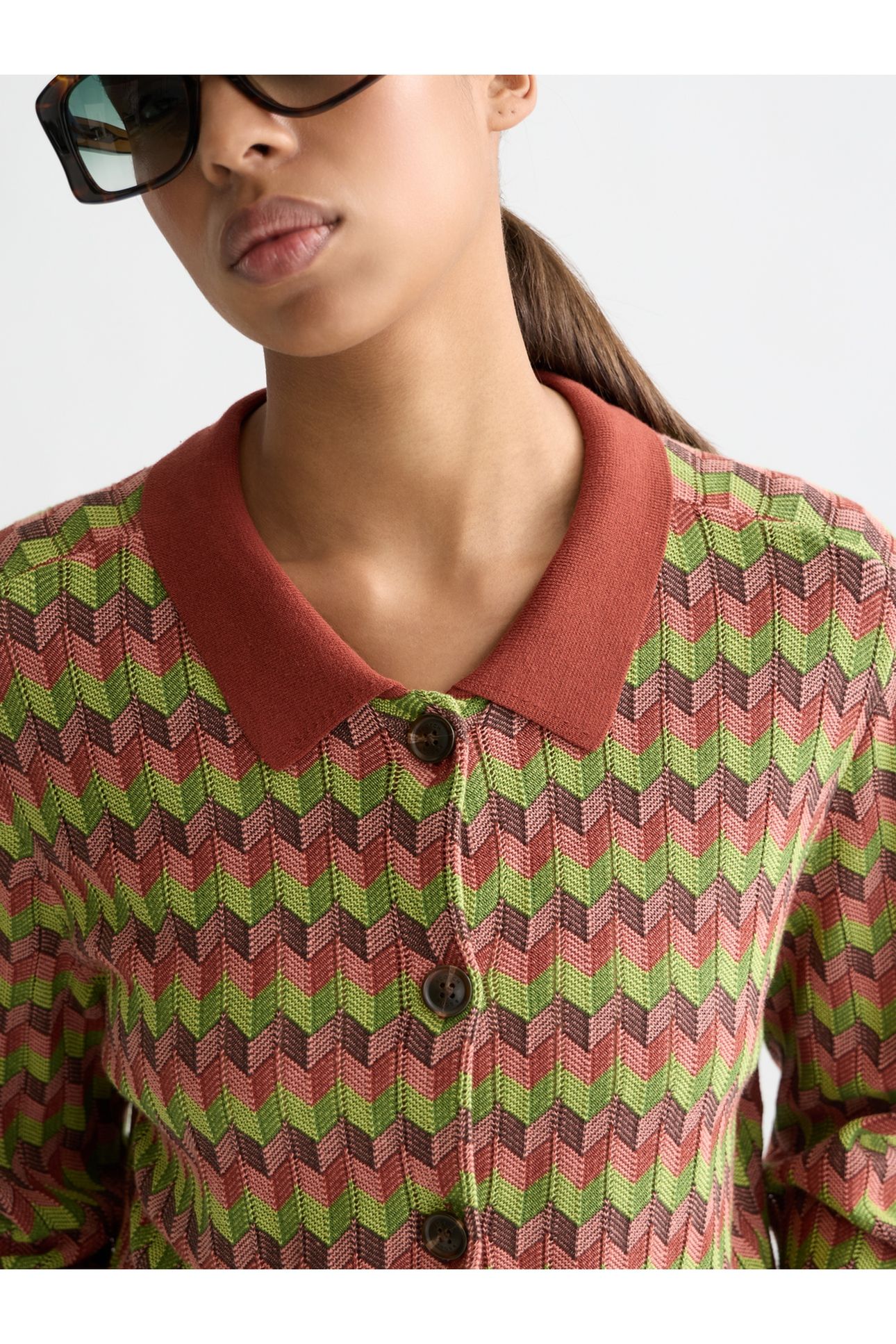 JACQUARD KNITTED JACKET BURNT HENNA 6