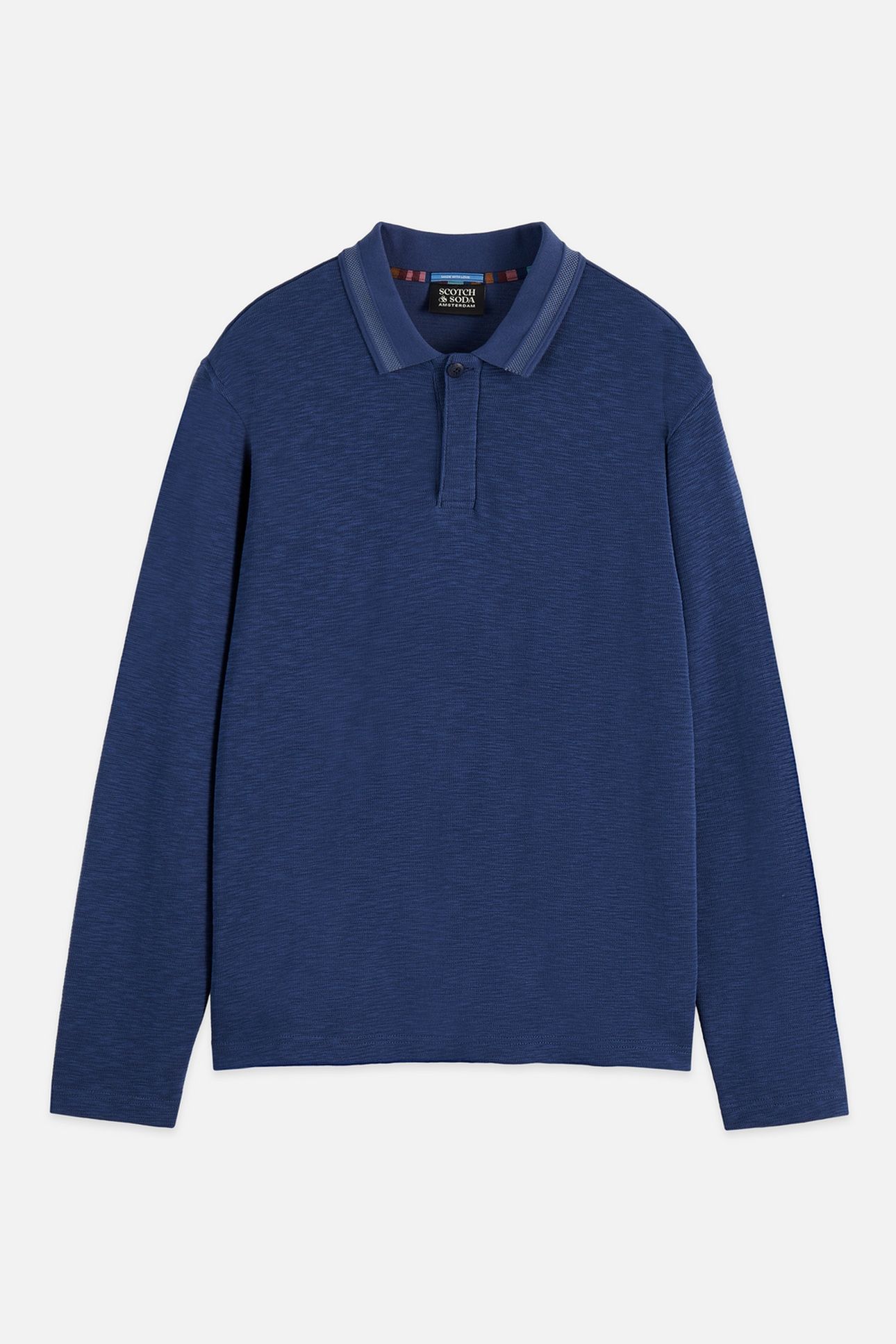 STRUCTURED RELAXED-FIT LONG-SLEEVED POLO NAVY 1