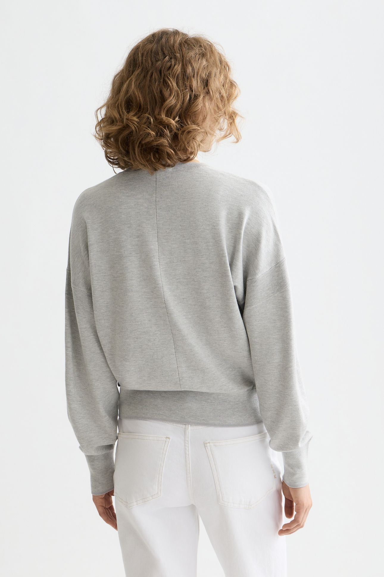 CORE V-NECK RELAXED PULLOVER LIGHT PASTEL GREY 2