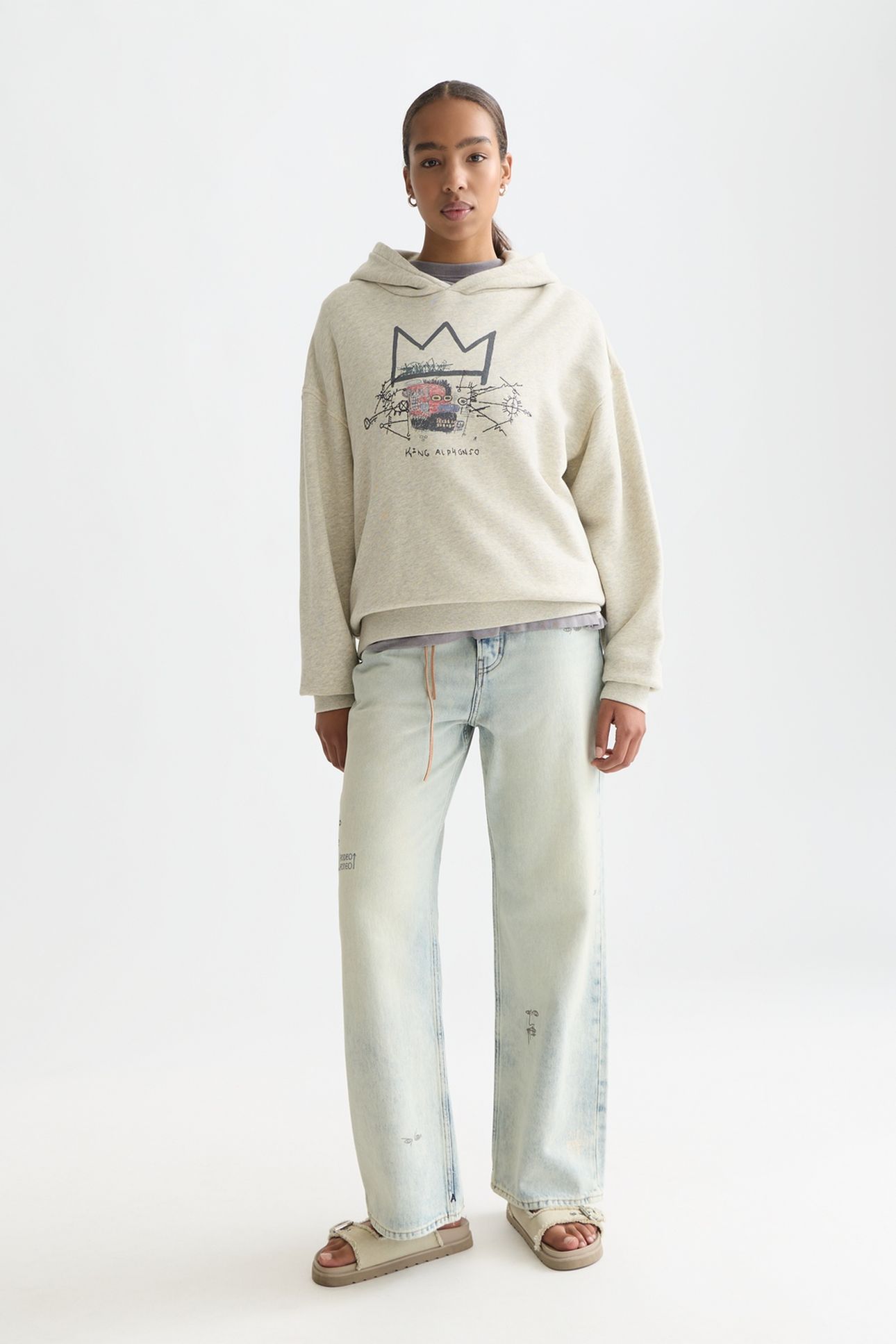 BASQUIAT WASHED ARTWORK HOODIE OATMEAL MELANGE 3