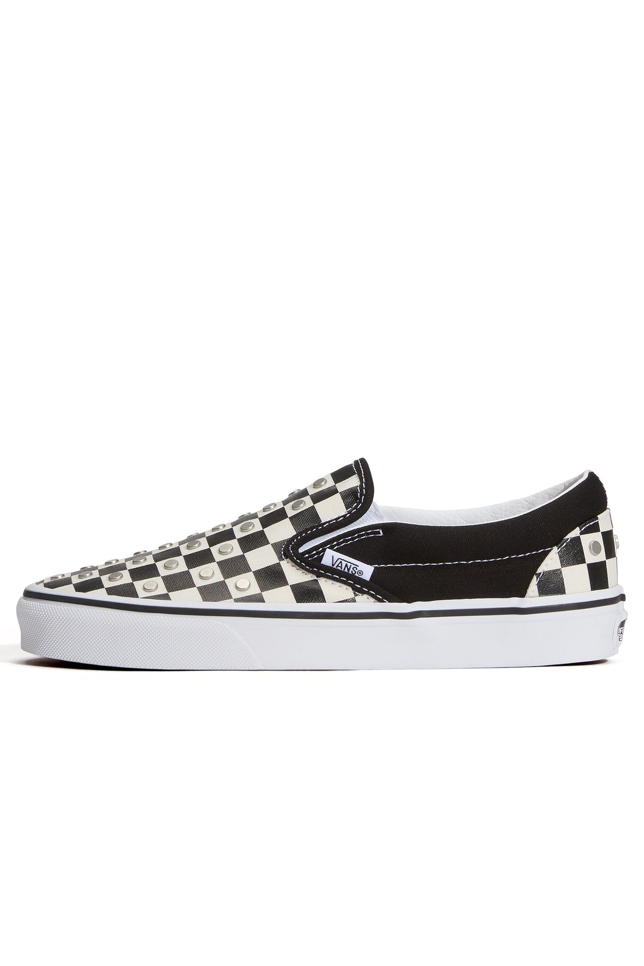 UNISEX CLASSIC SLIP-ON CHECKERBOARD STUDS BLACK 2