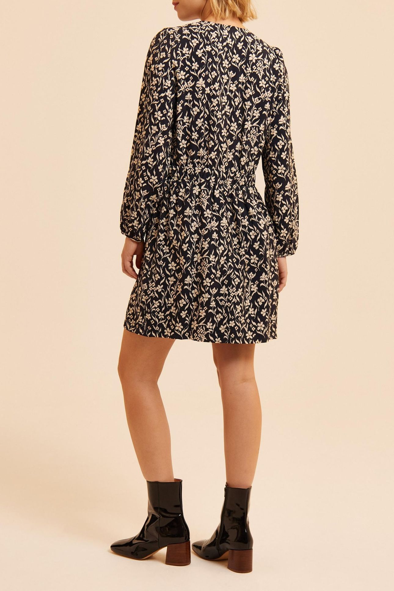 BLACK DRESS WITH ORCHID PRINT 2