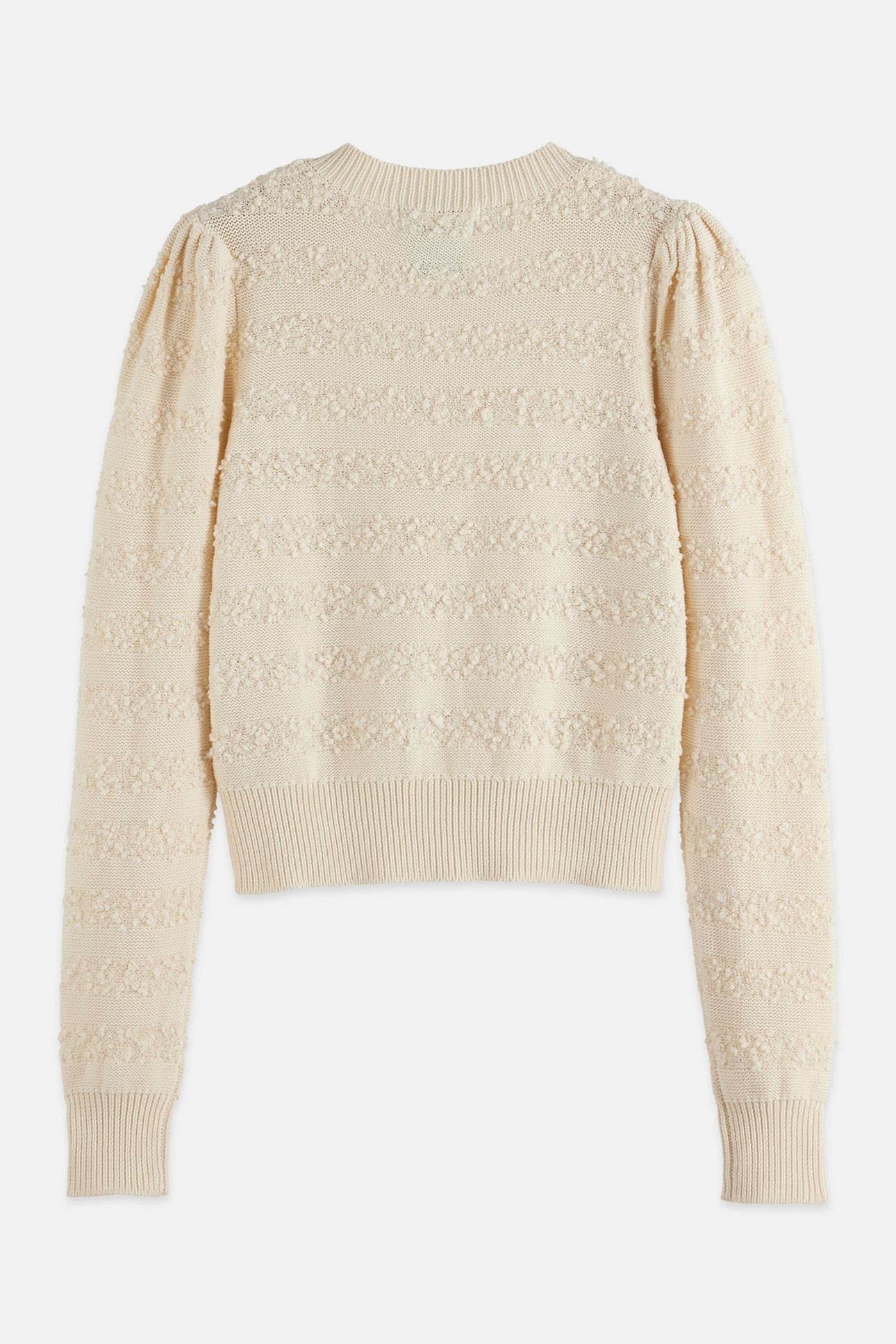 BOUCLÉ STRIPE CREW NECK CARDIGAN EGGNOG 4