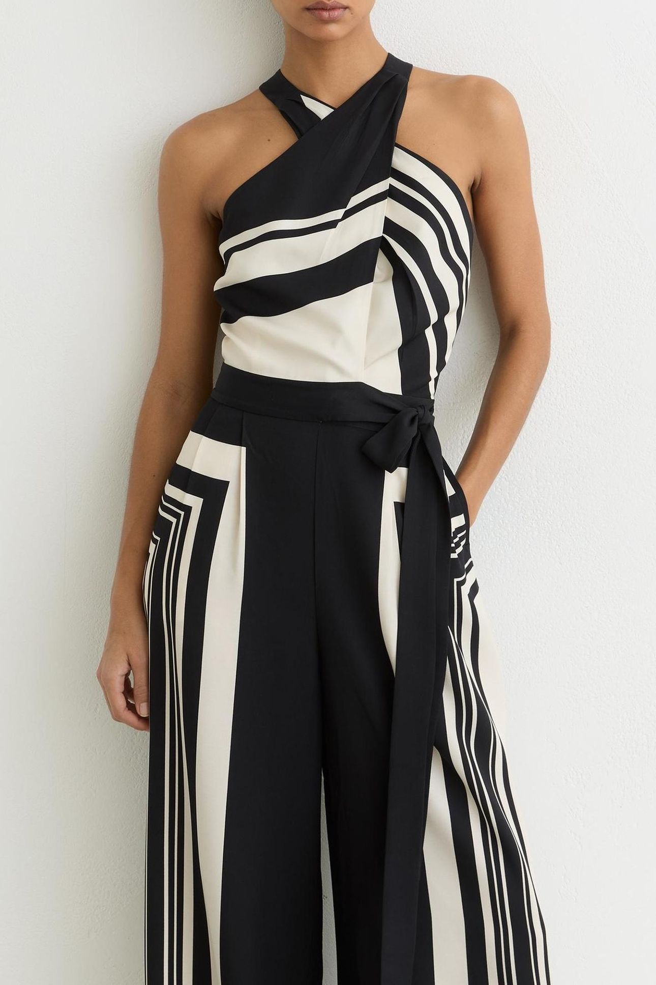 PRINTED WIDE LEG JUMPSUIT BLACK/IVORY 8