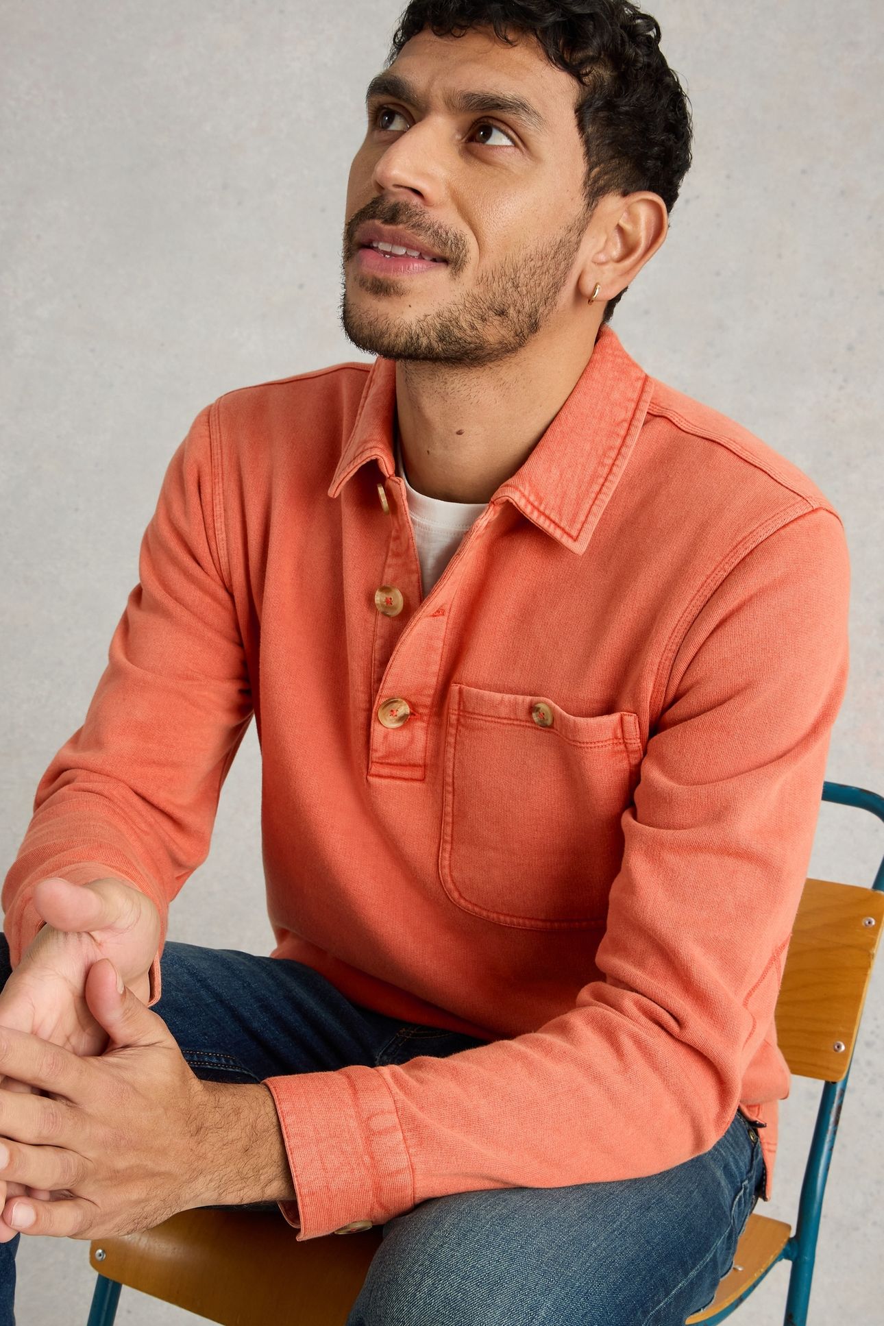 BRAMPTON COLLARED SWEAT DK ORANGE 5