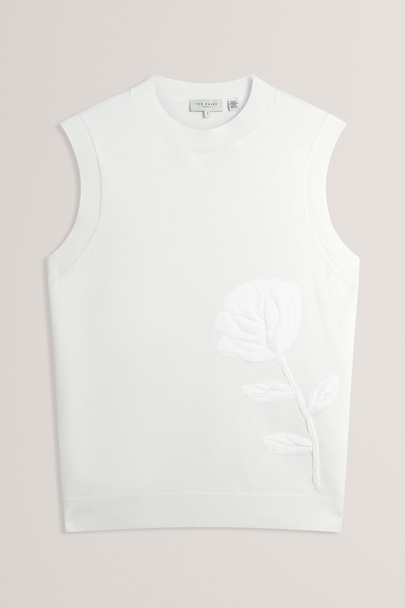 KNITTED ORGANZA APPLIQUE TANK IVORY 3