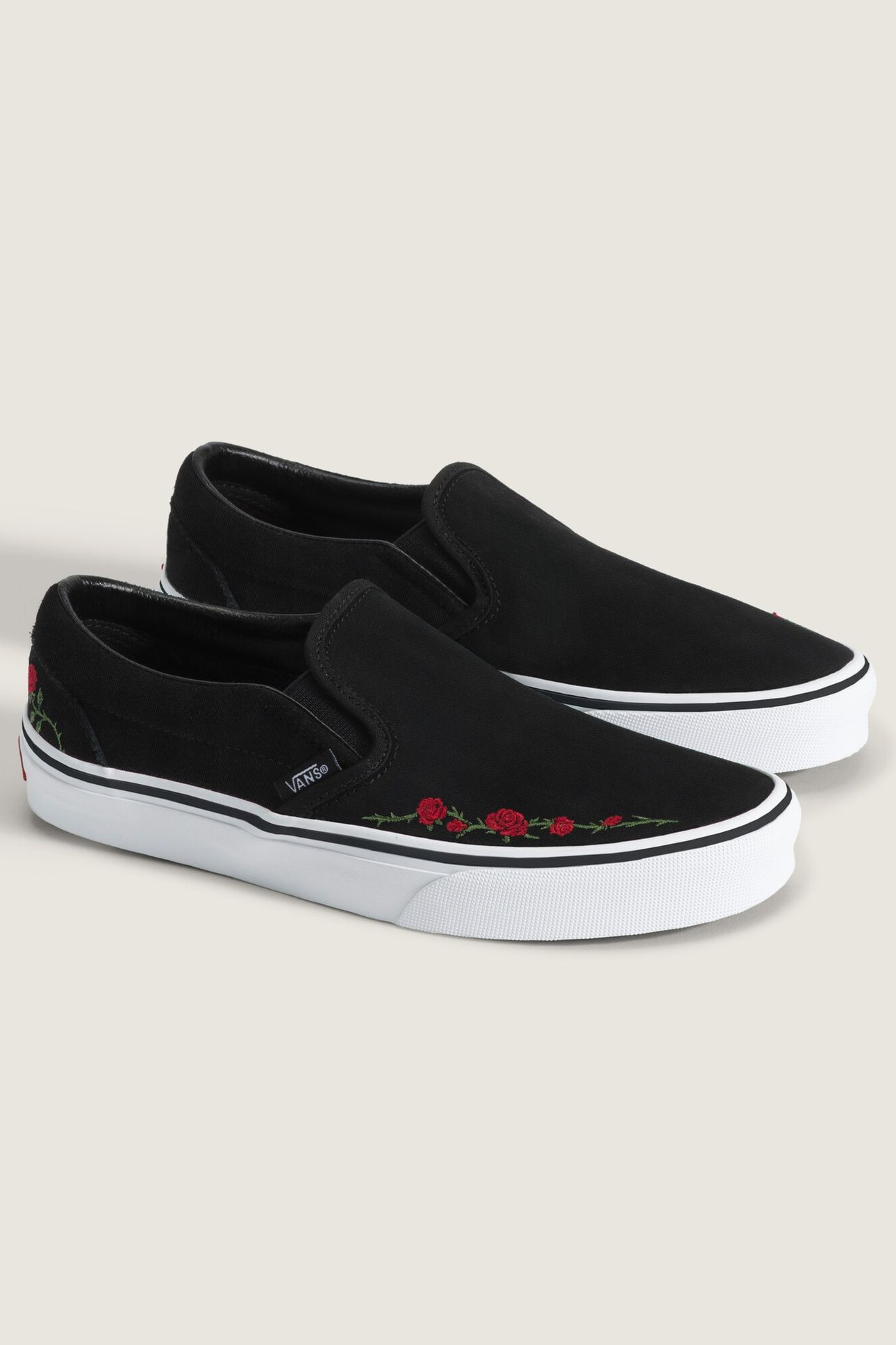 UNISEX CLASSIC SLIP-ON ROSE EMBROIDERY BLACK/RED 3