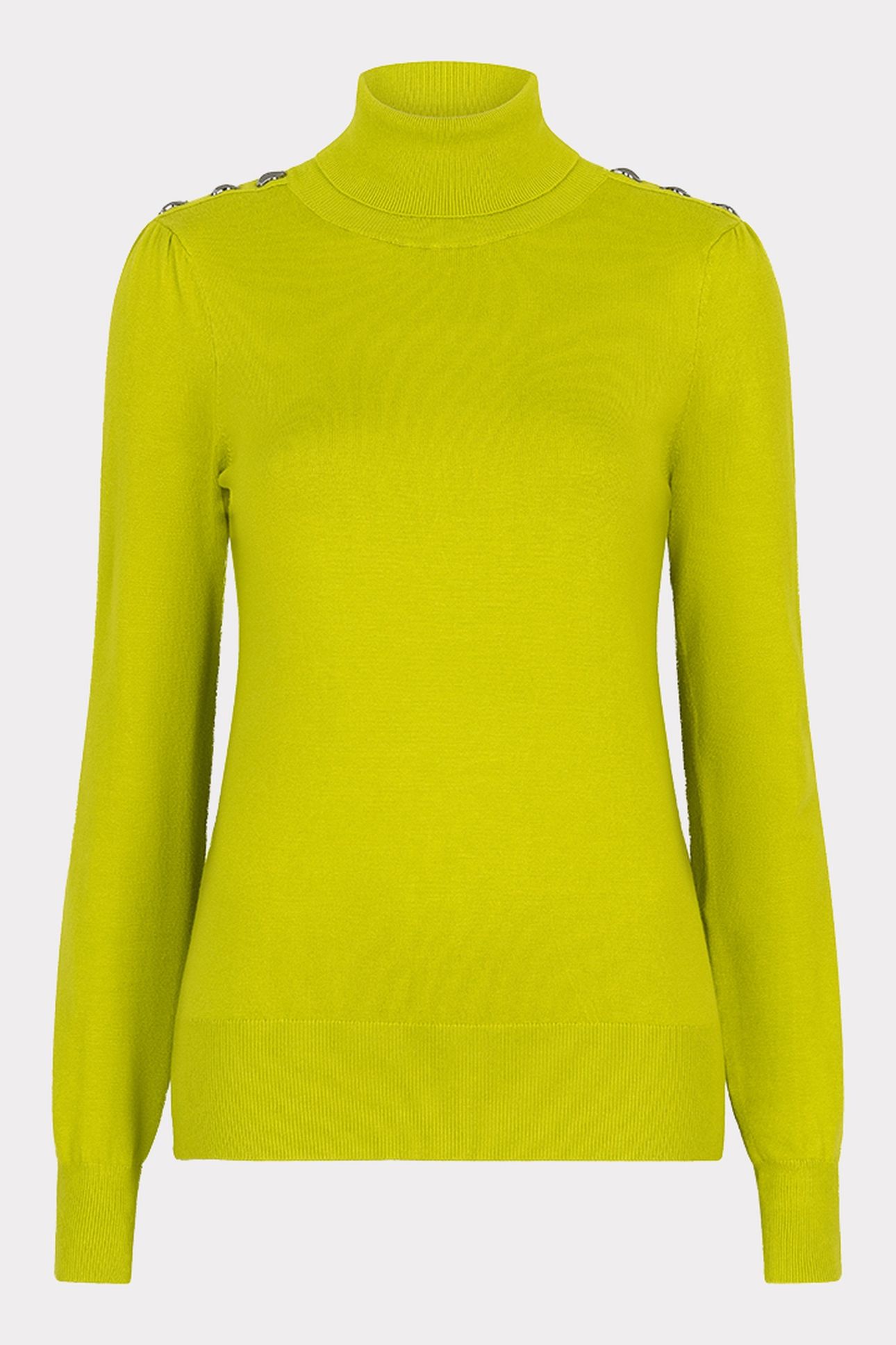SWEATER SHLDR BUTTON COL BASIC KNIT CITY LIME 4