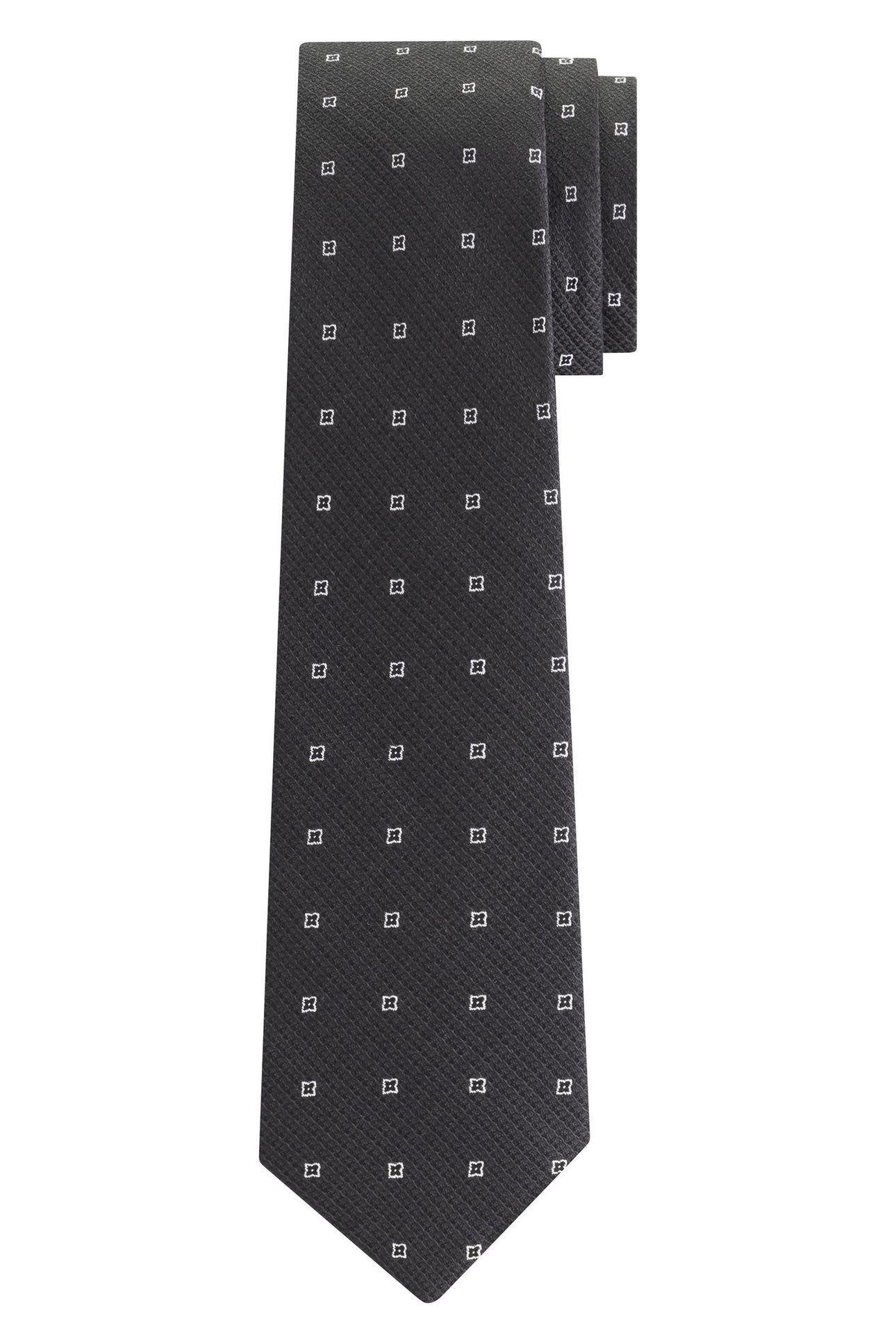 1 TONE MOTIF SILK TIE BLACK 1