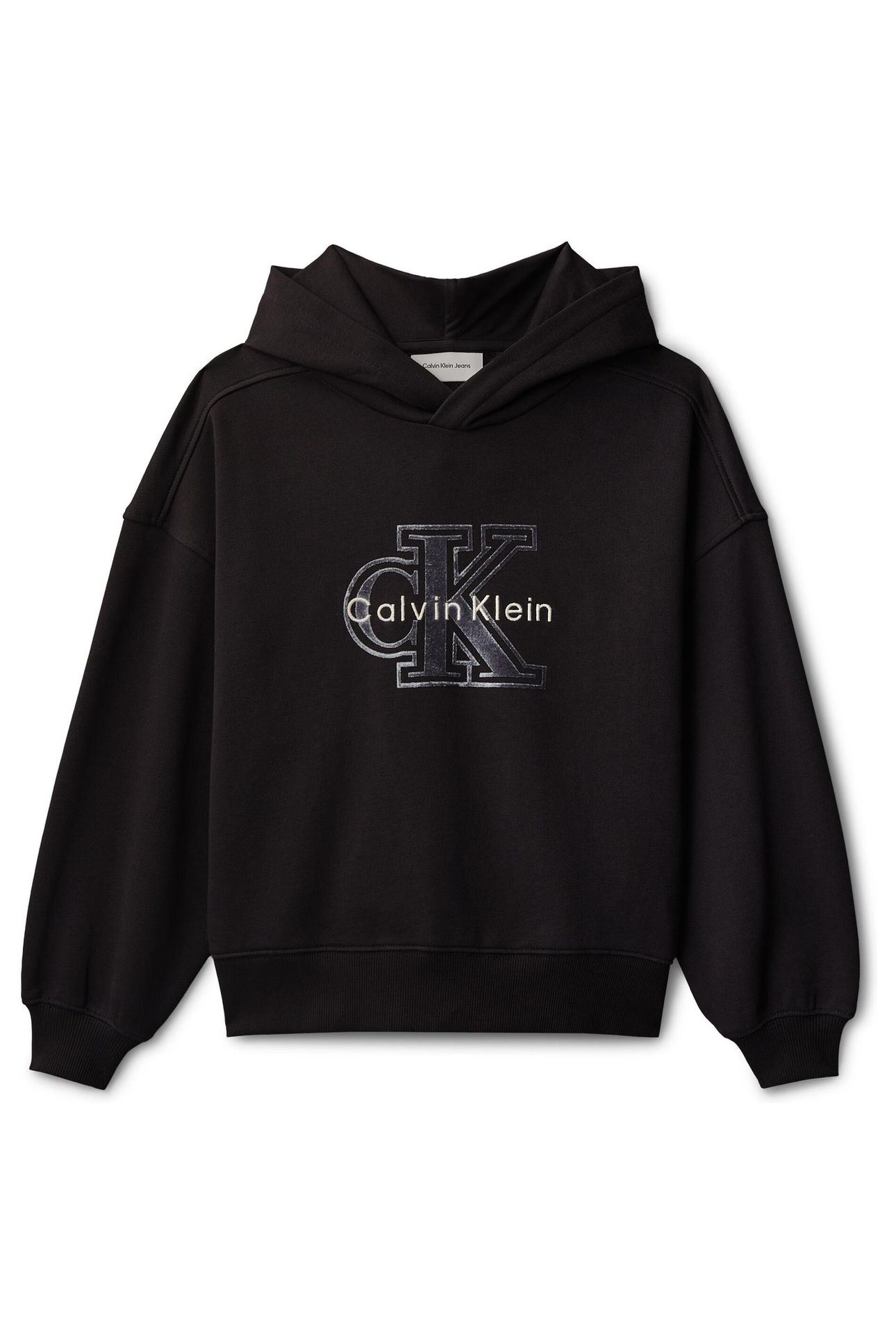 GIRLS VELVET MONOLOGO HOODIE BLACK 3