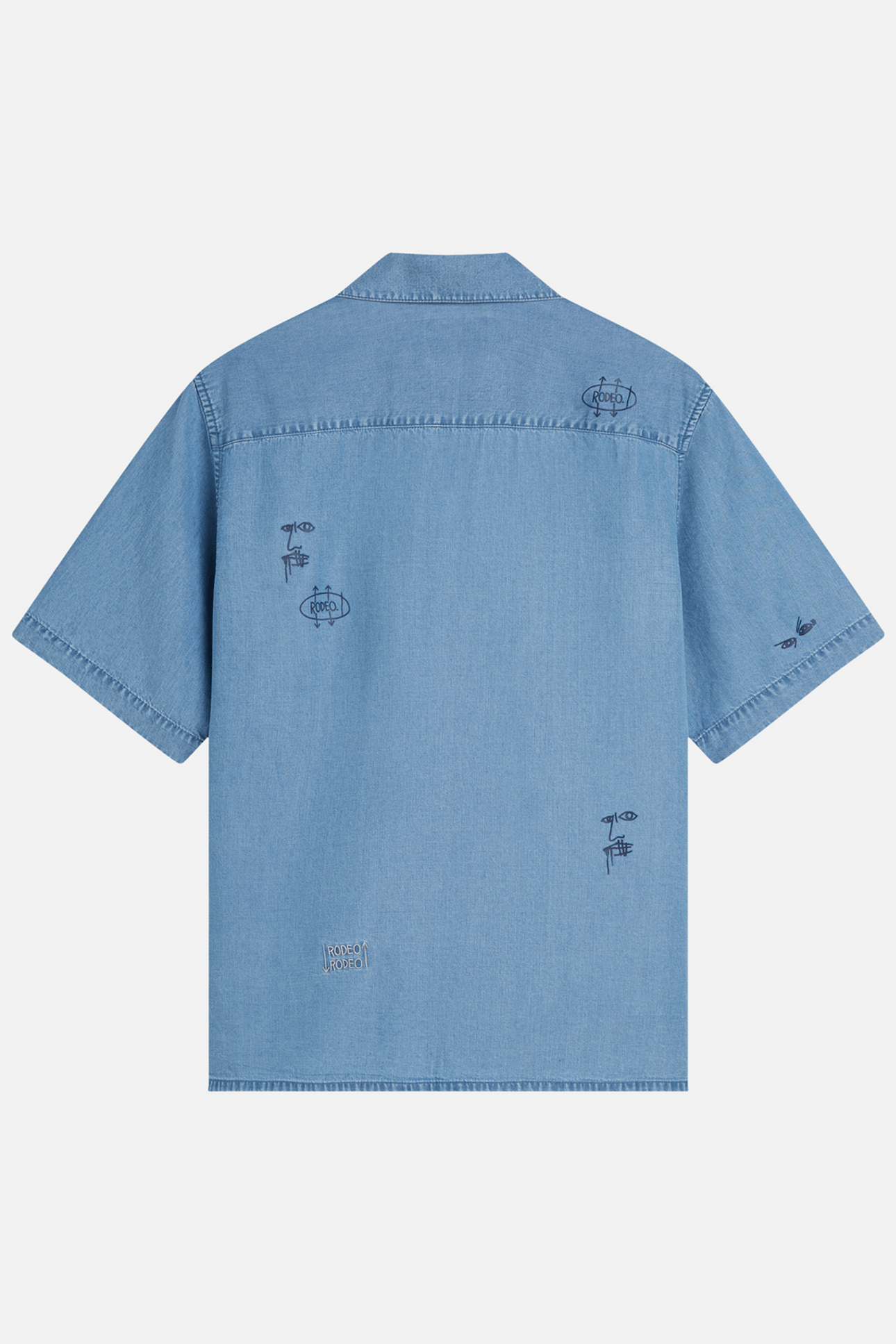 BASQUIAT INDIGO TENCEL RELAXEDFIT SHORTSLEEVED SHIRT NAVY 2