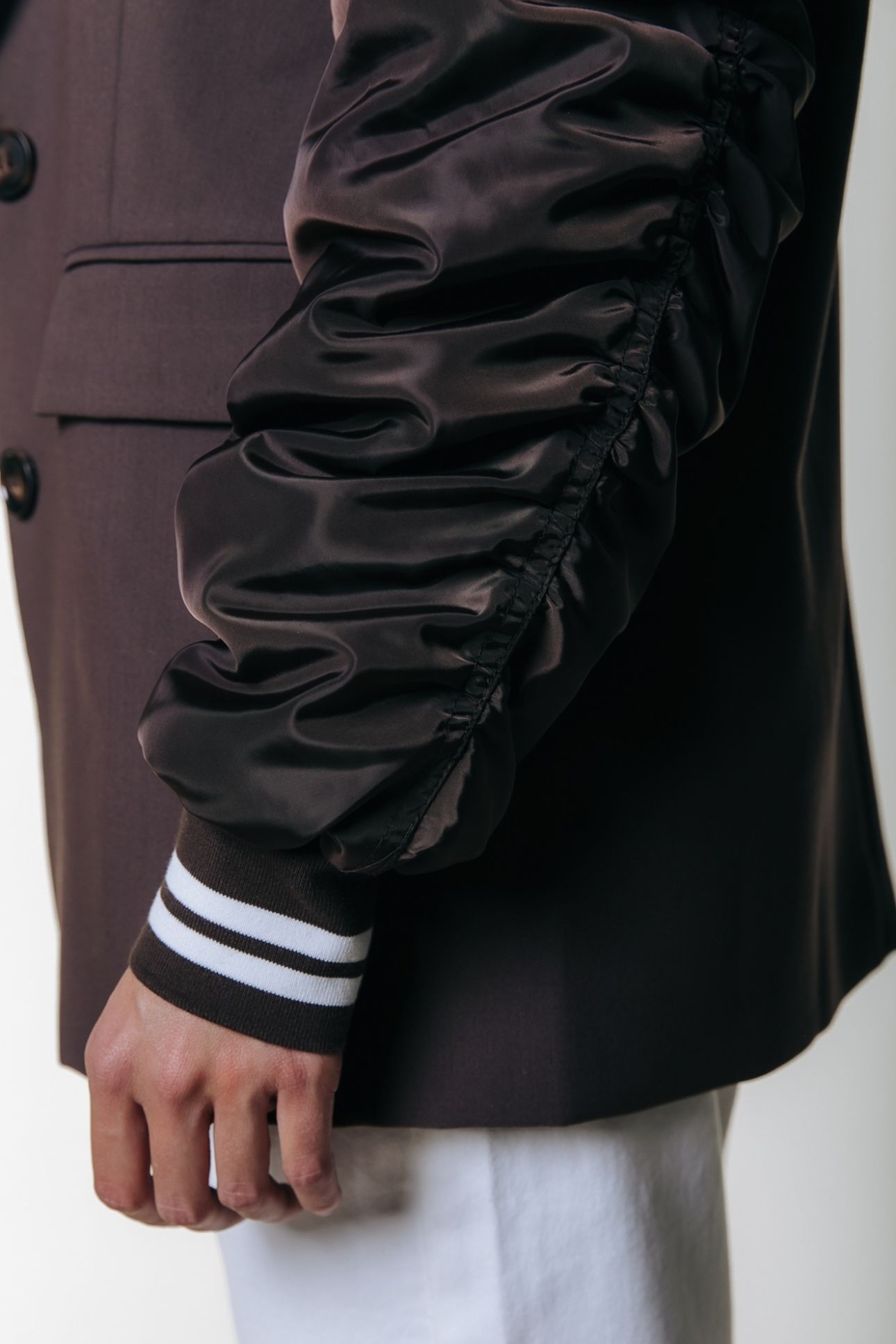 GEMMA CONTRAST SLEEVE BLAZER BROWN 4