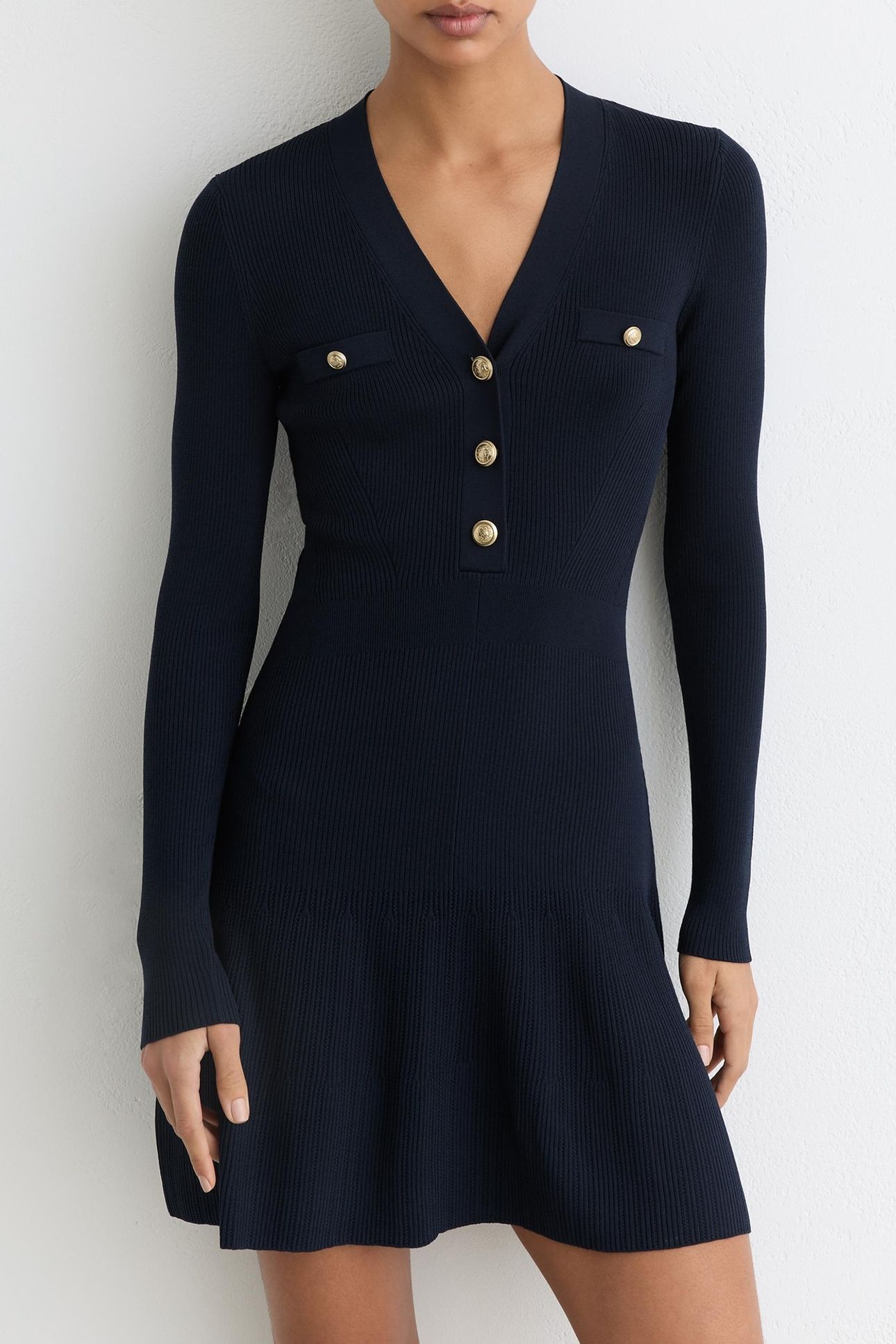 KNITTED MINI DRESS NAVY 1