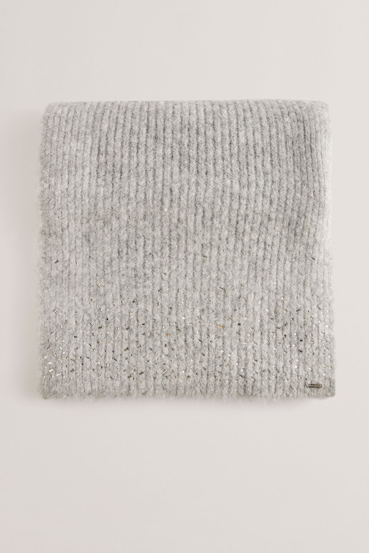 KERIISA RHINESTONE DETAIL KNITTED SCARF GREY 1
