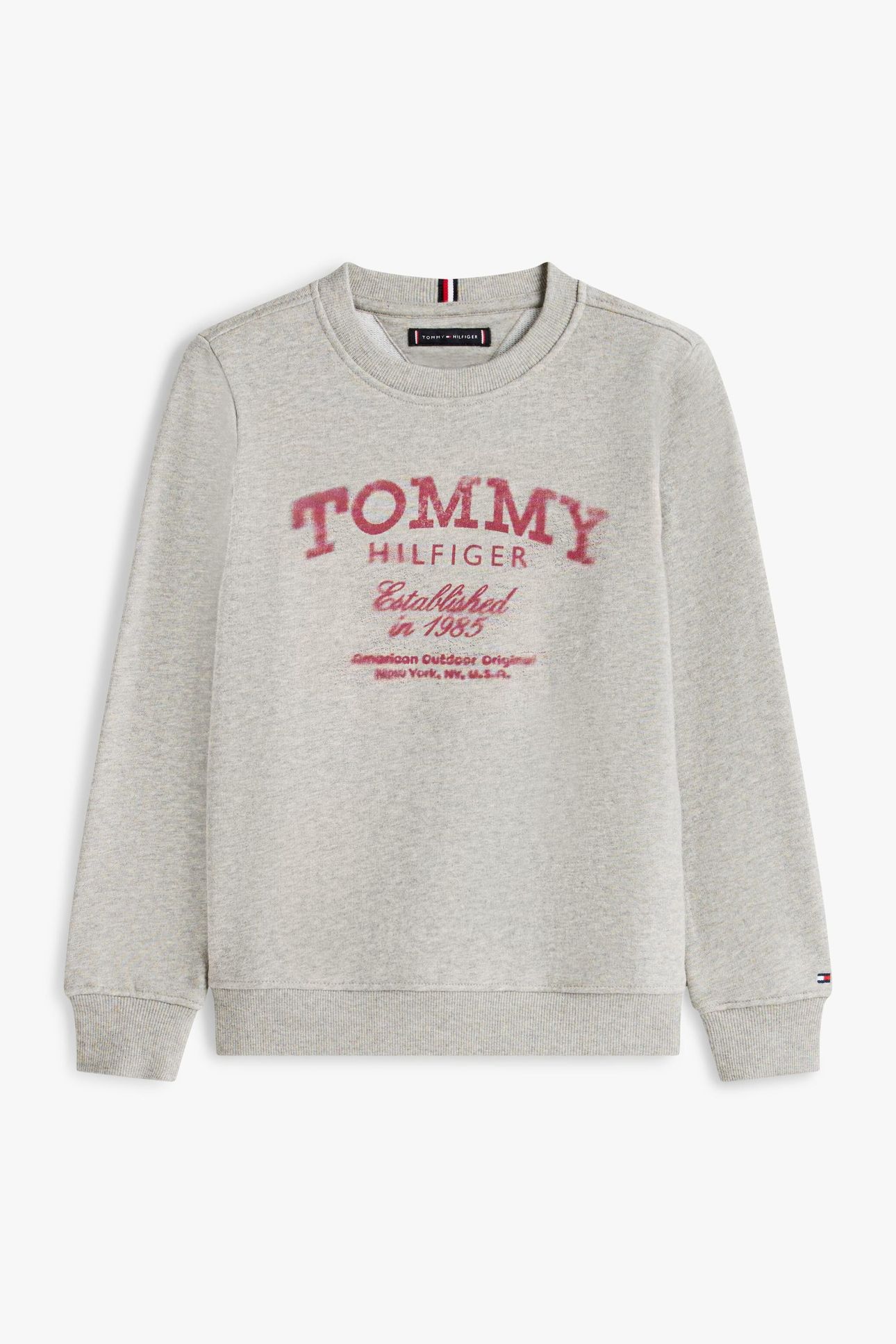 BOYS TOMMY FADED PRINT SWEATSHIRT MID GREY HEATHER 2
