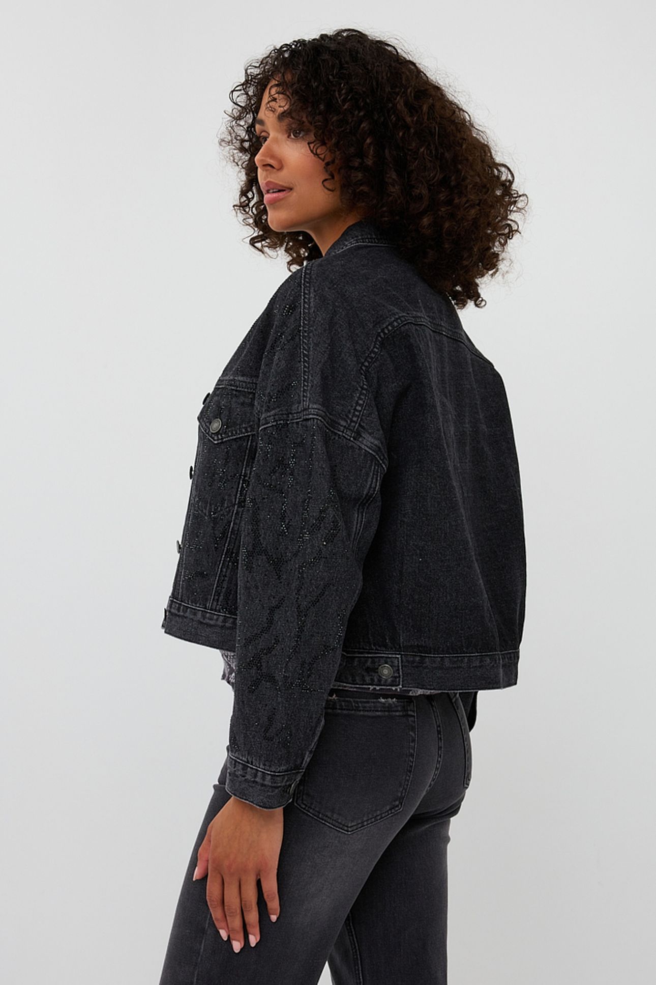 JACKET DENIM RHINESTONES DARK GREY 3