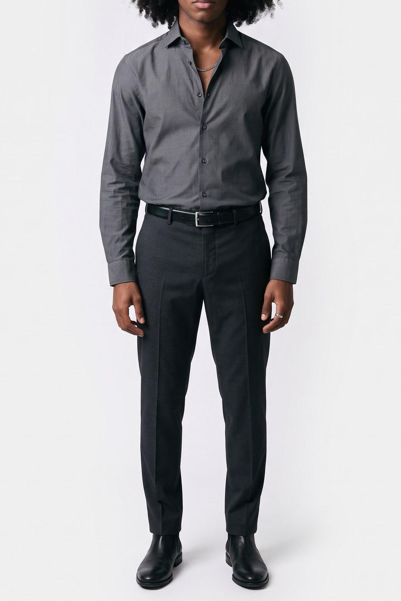 REGULAR DENIM WASHED SHIRT GREY 1