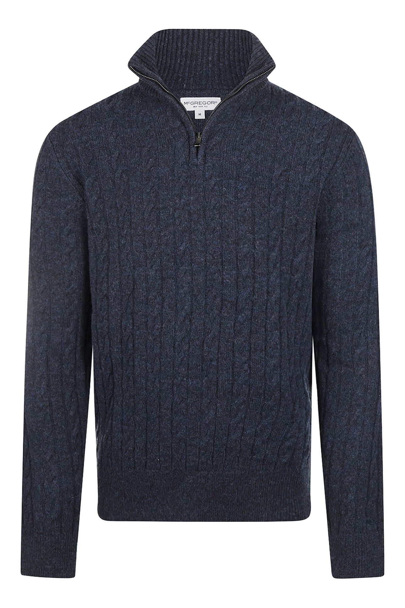 CABLE ZIP MOCK SWEATER NAVY 3