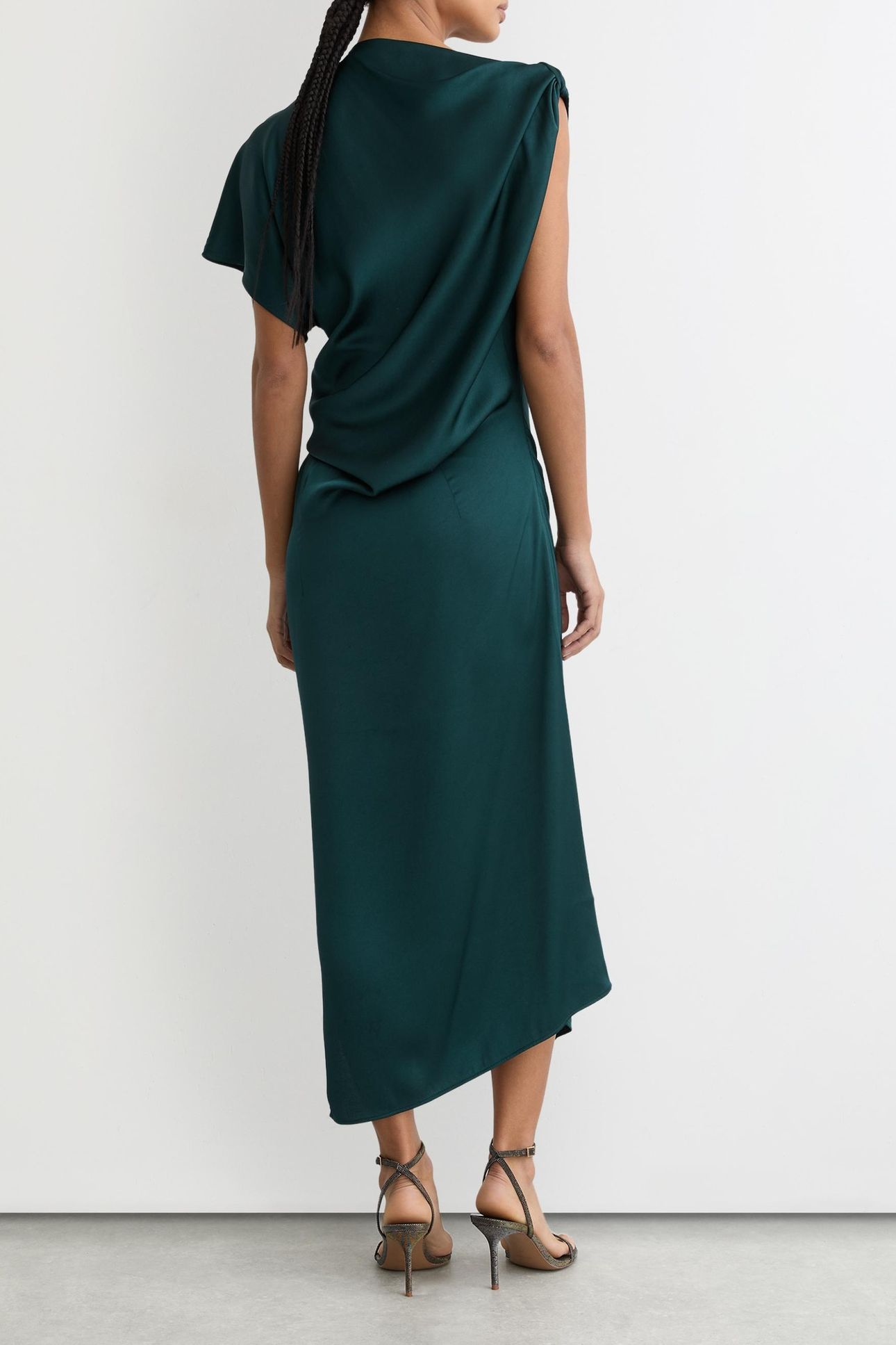 DRAPE MIDI DRESS TEAL GREEN 2