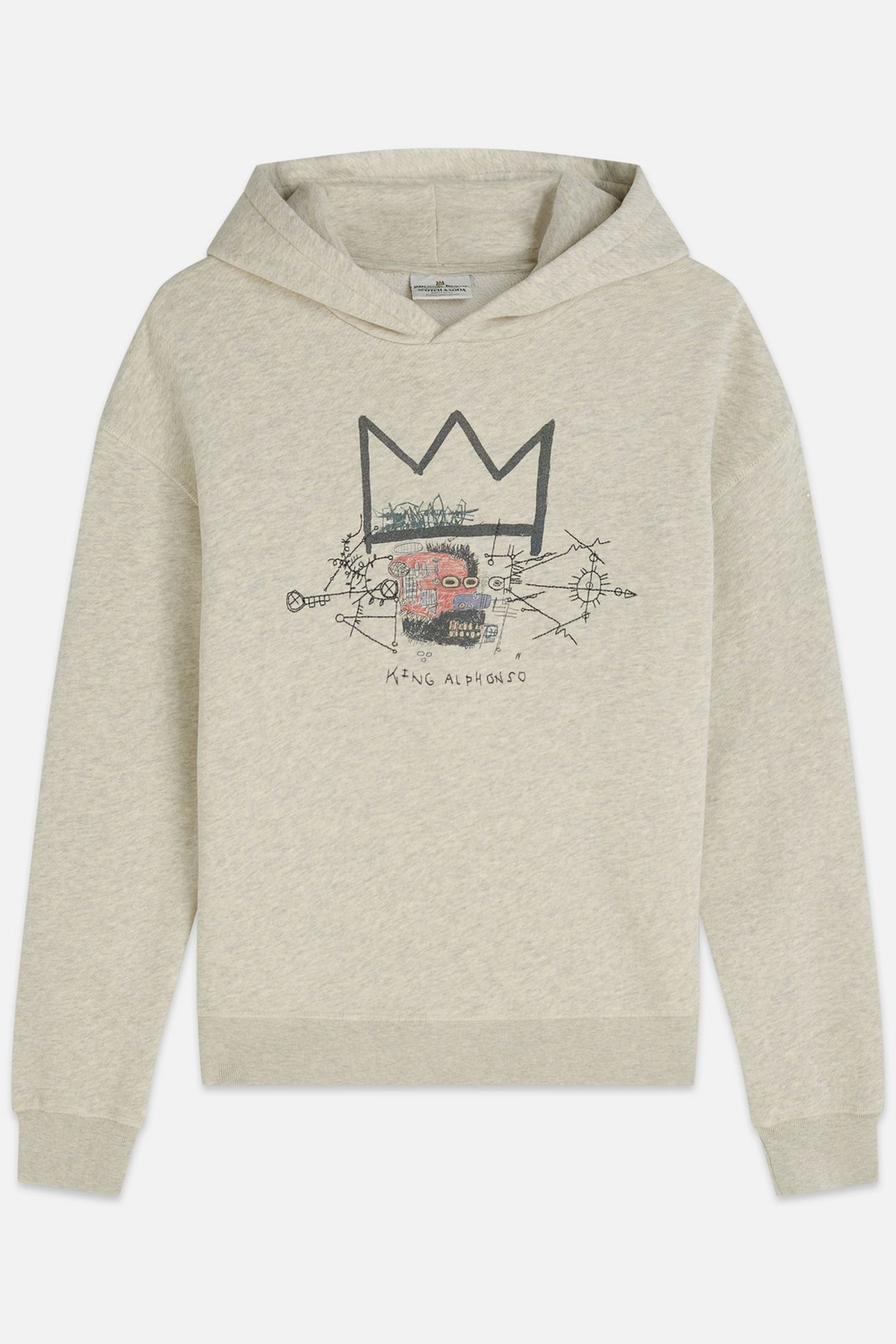 BASQUIAT WASHED ARTWORK HOODIE OATMEAL MELANGE 4