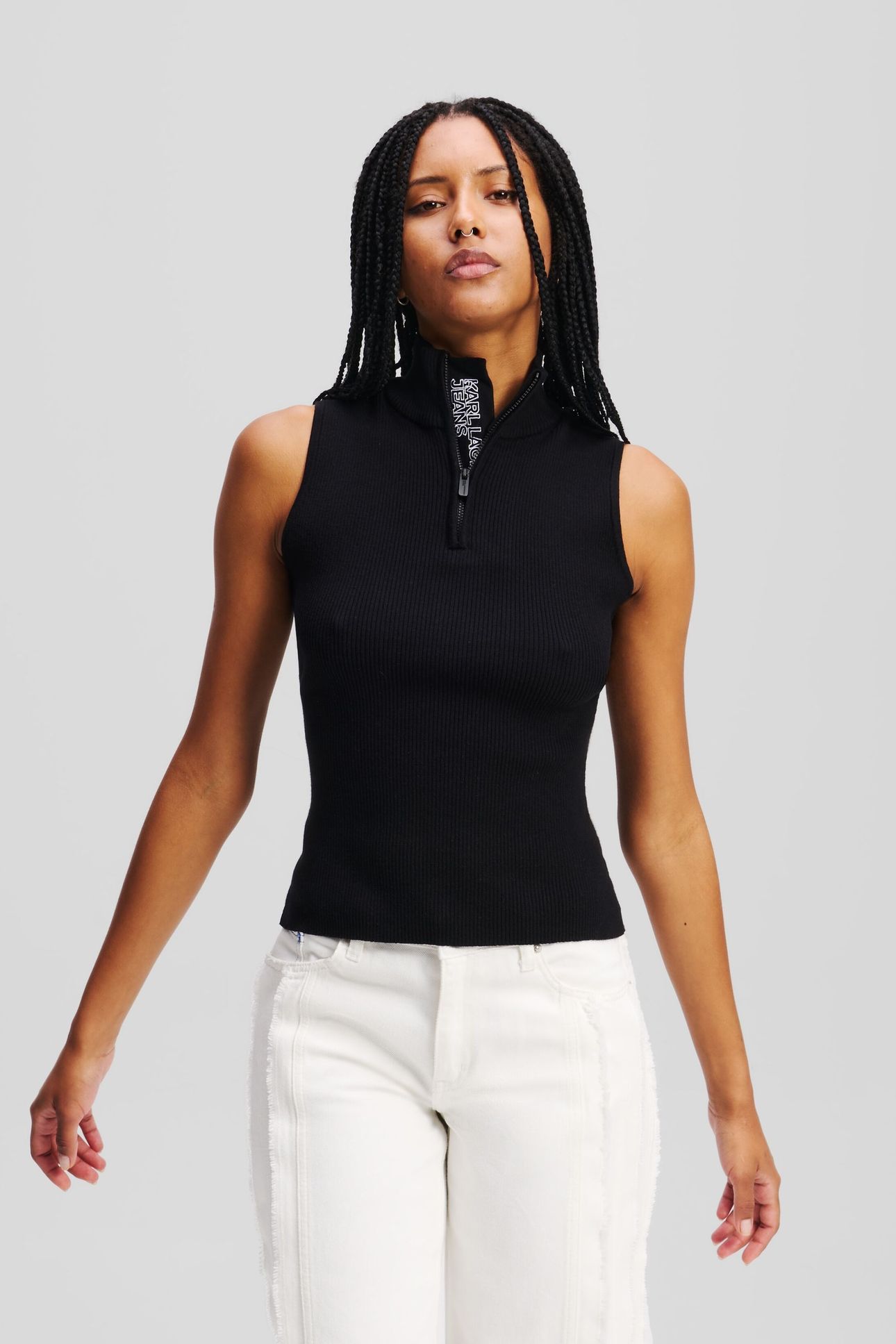KLJ KNIT SS HALF ZIP BLACK 1