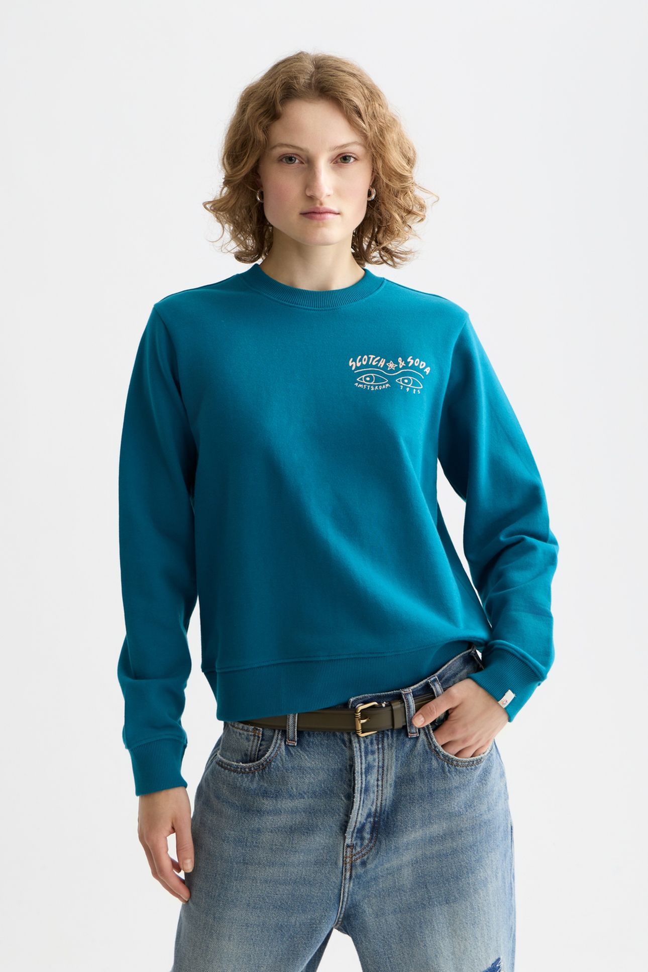 SMALL ARTWORK REGULAR FIT SWEATSHIRT DEEP LAGOON 1