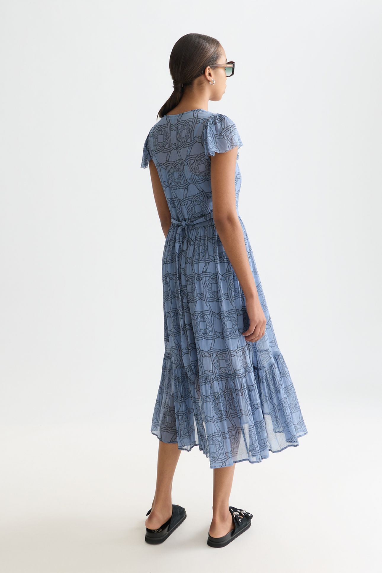 PRINTED CHIFFON MIDI DAY DRESS HORSESHOES INFINITY 2