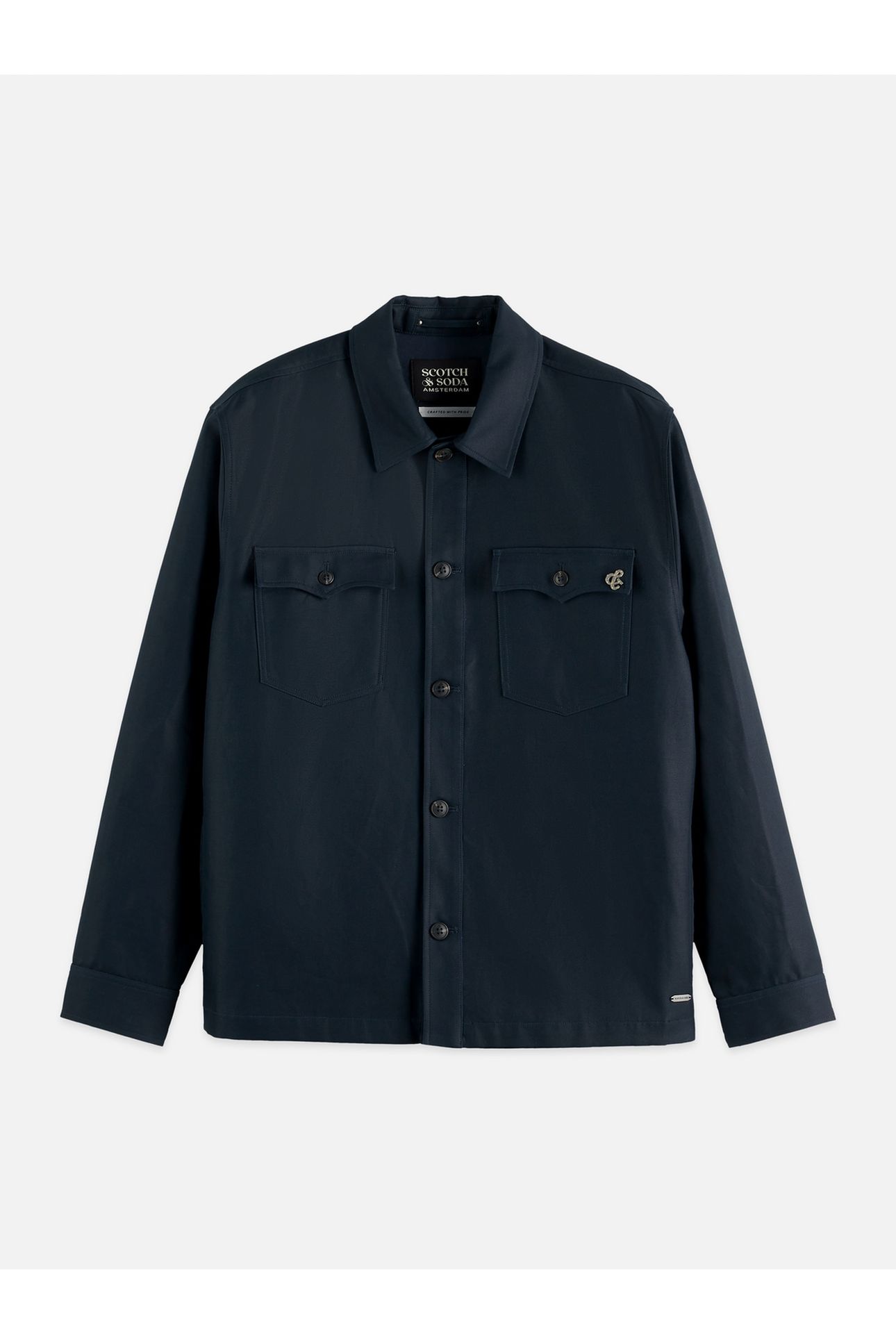 COTTON-BLEND TWILL RELAXED-FIT OVERSHIRT NAVY 1