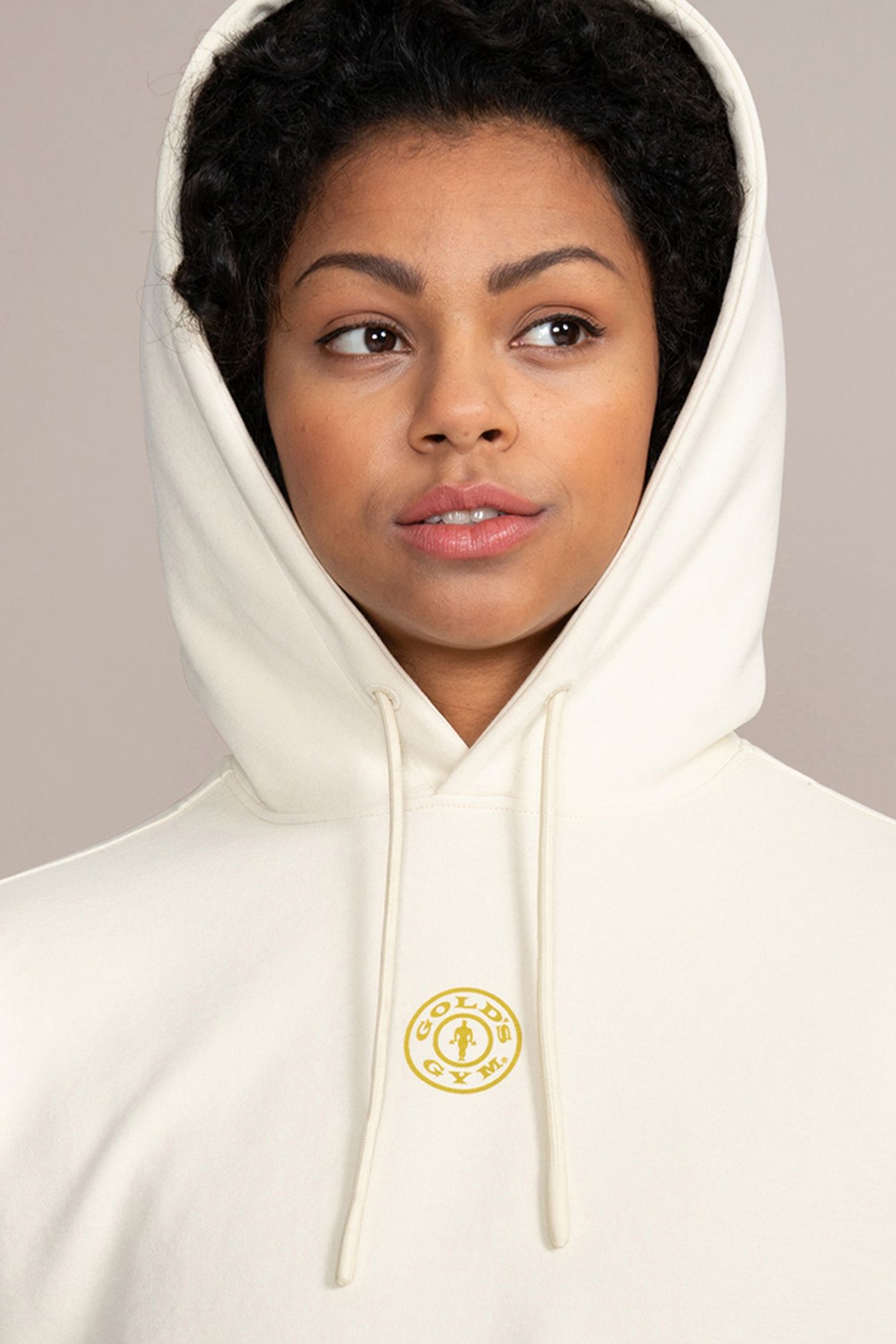 LADIES CROPPED HOODIE RUBBER PRINT OFF-WHITE 5