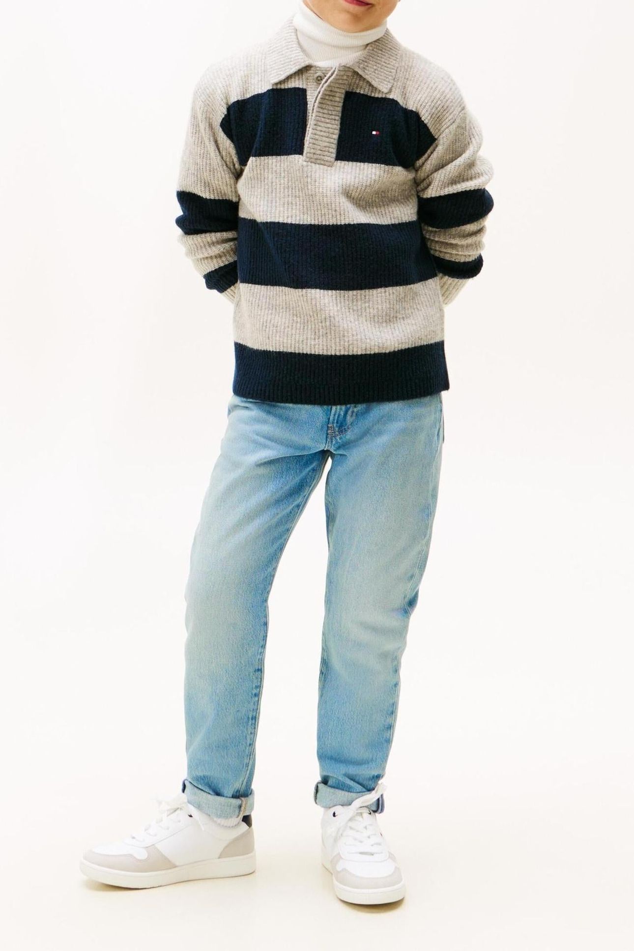 BOYS WOOL BLEND RIB RUGBY DARK NIGHT NAVY COLOURBLOCK 2