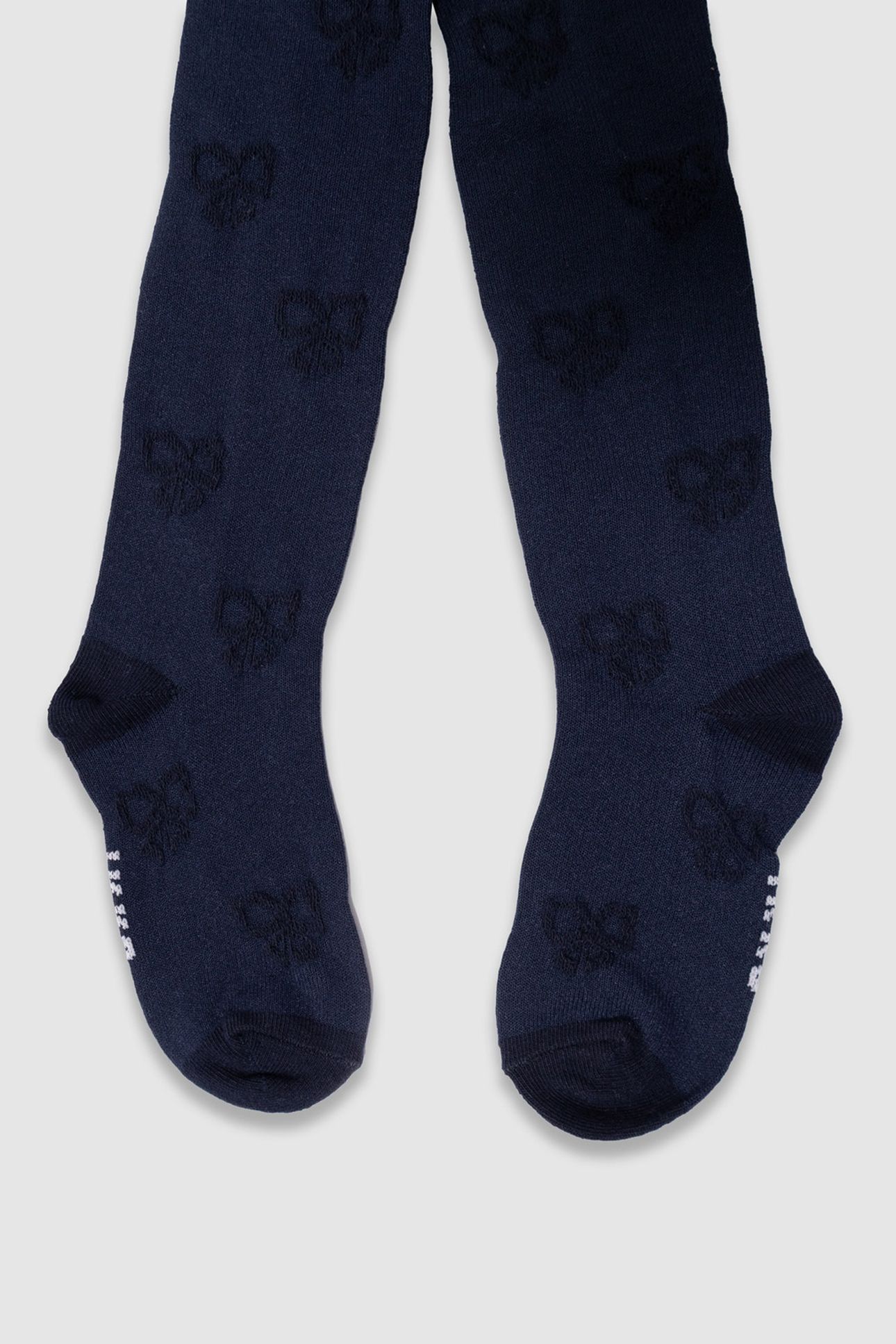 GIRLS’ NAVY BLUE JACQUARD KNIT TIGHTS WITH BOW MOTIF 3