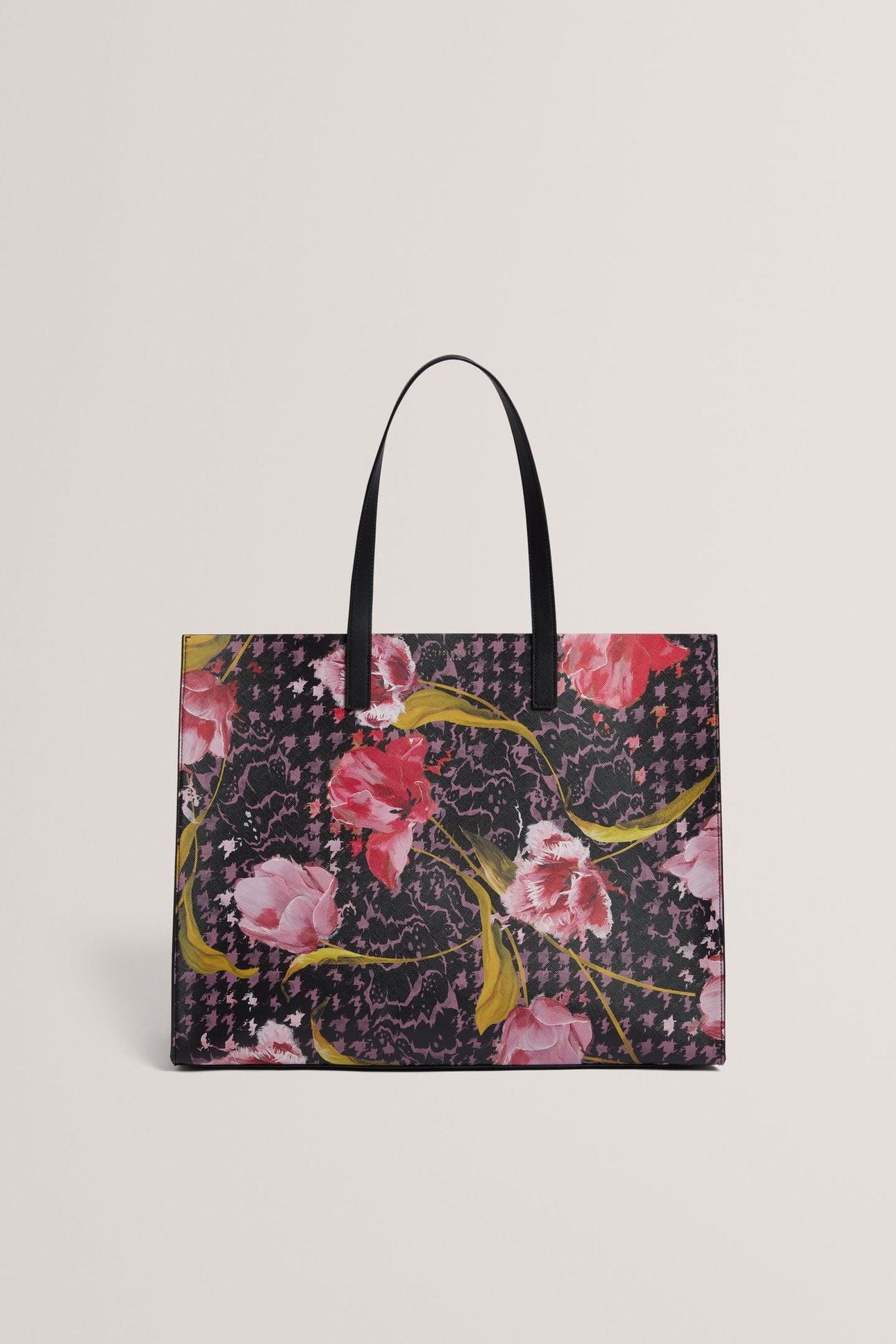 FLORAL PRINTED EXTRA LARGE ICON BAG BLACK 2