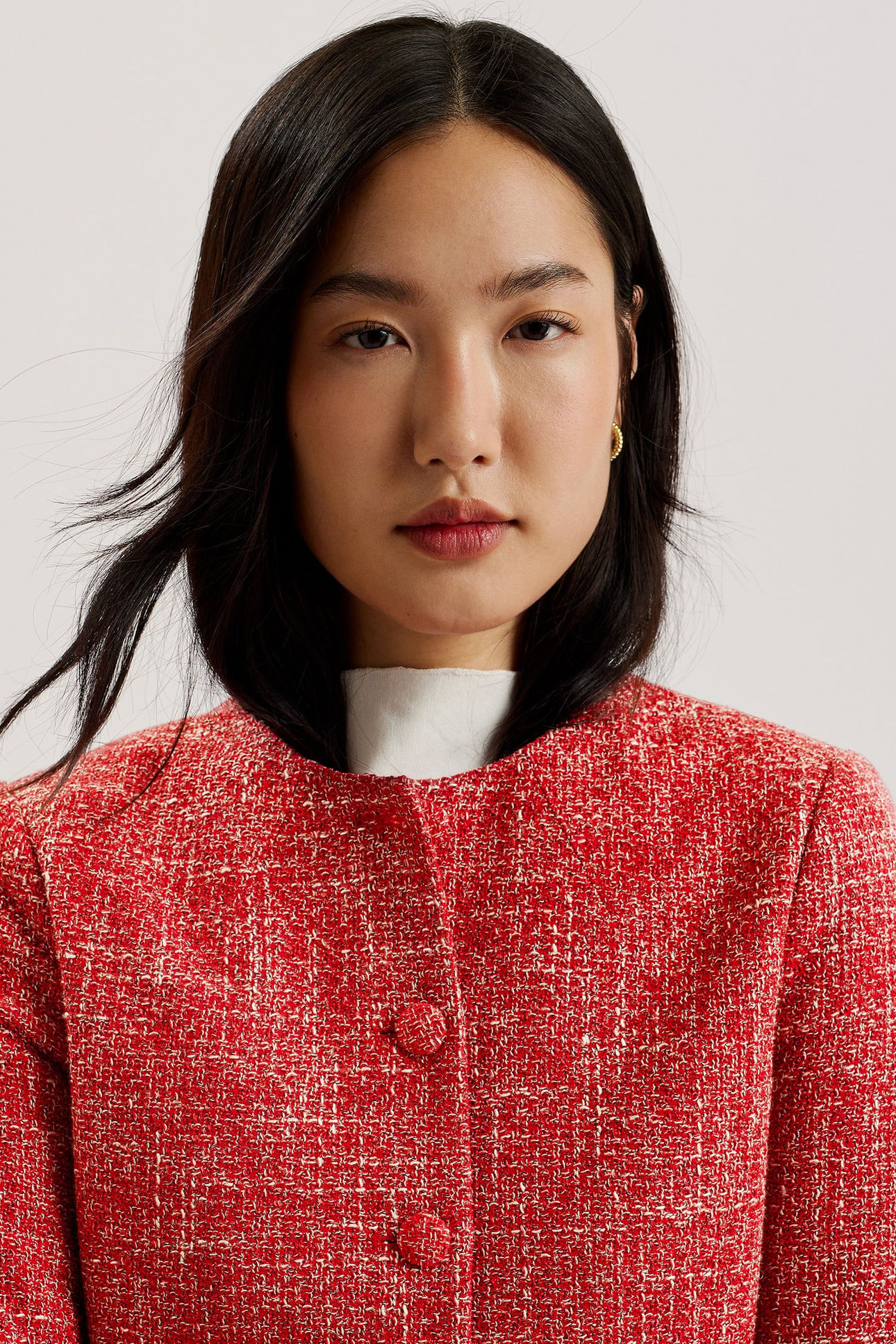 SUMI CROPPED BOUCLE FITTED JACKET RED 5
