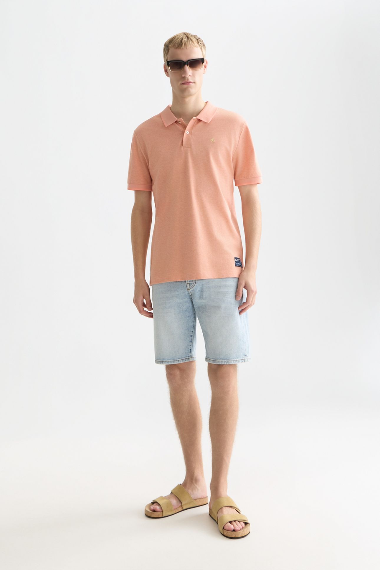 MELANGE CHEST LOGO REGULARFIT POLO DARK PINK 3