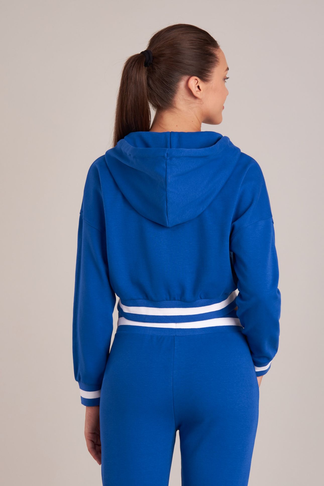 LADIES CROPPED HOODIE ROYAL 3