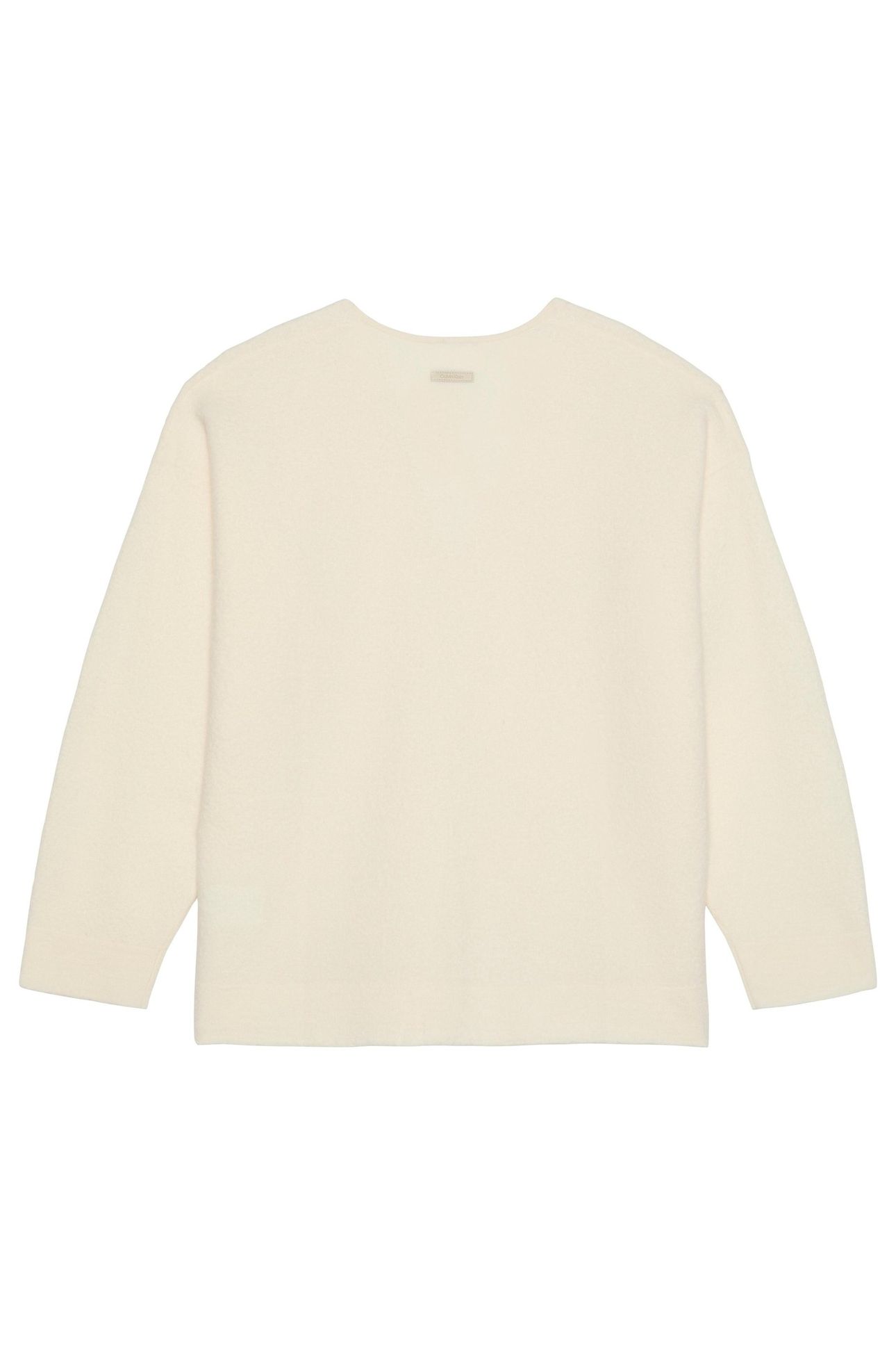 BOILED WOOL LS V NECK SWEATER WHITE GREIGE 2