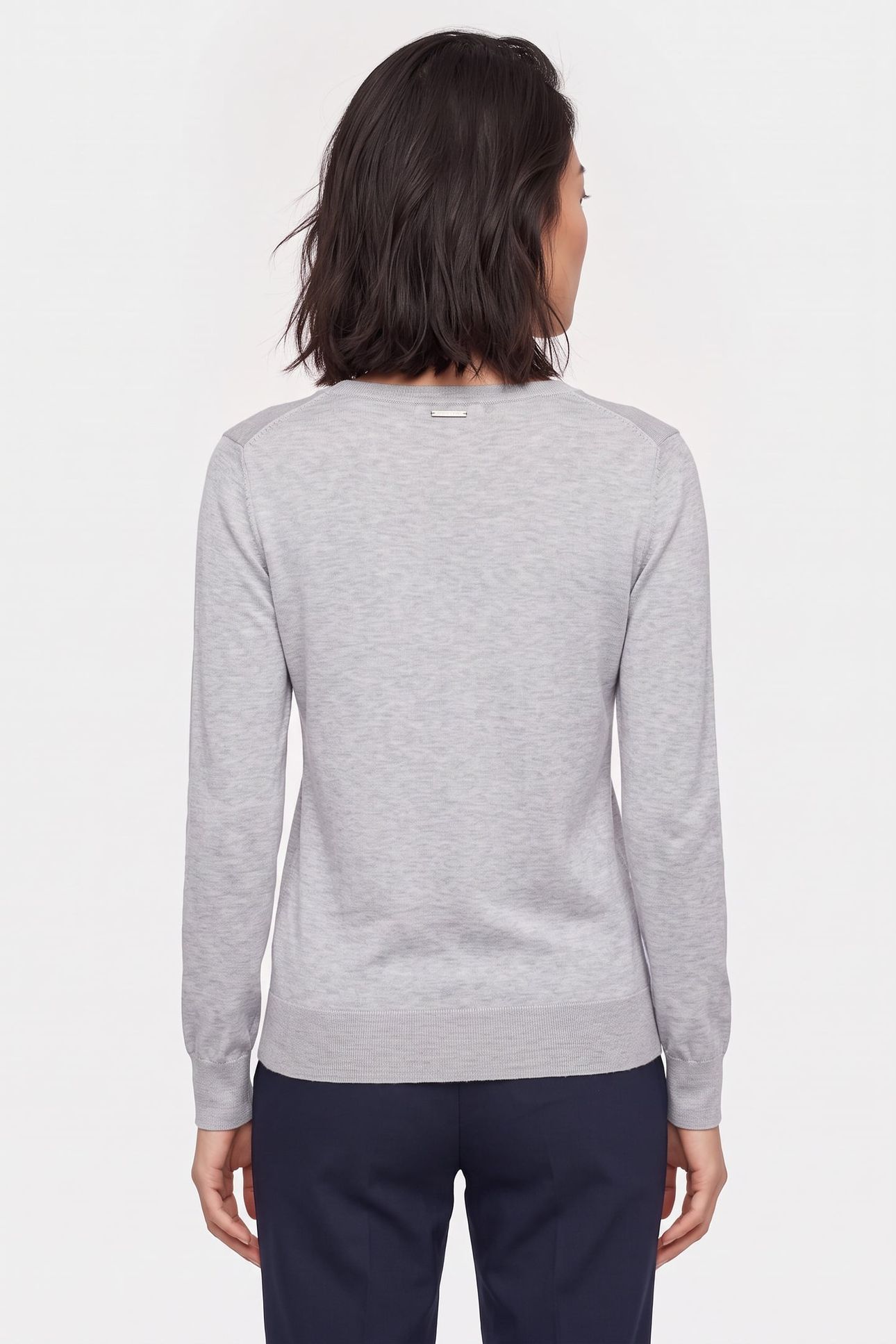 COTTON SILK V-NECK SWEATER PEARL HEATHER 2