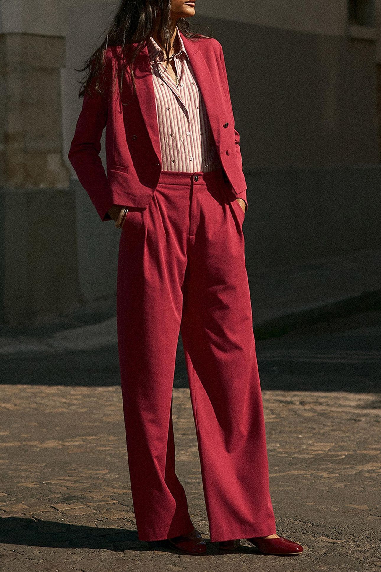 PINK WIDE-LEG SUIT TROUSERS 6