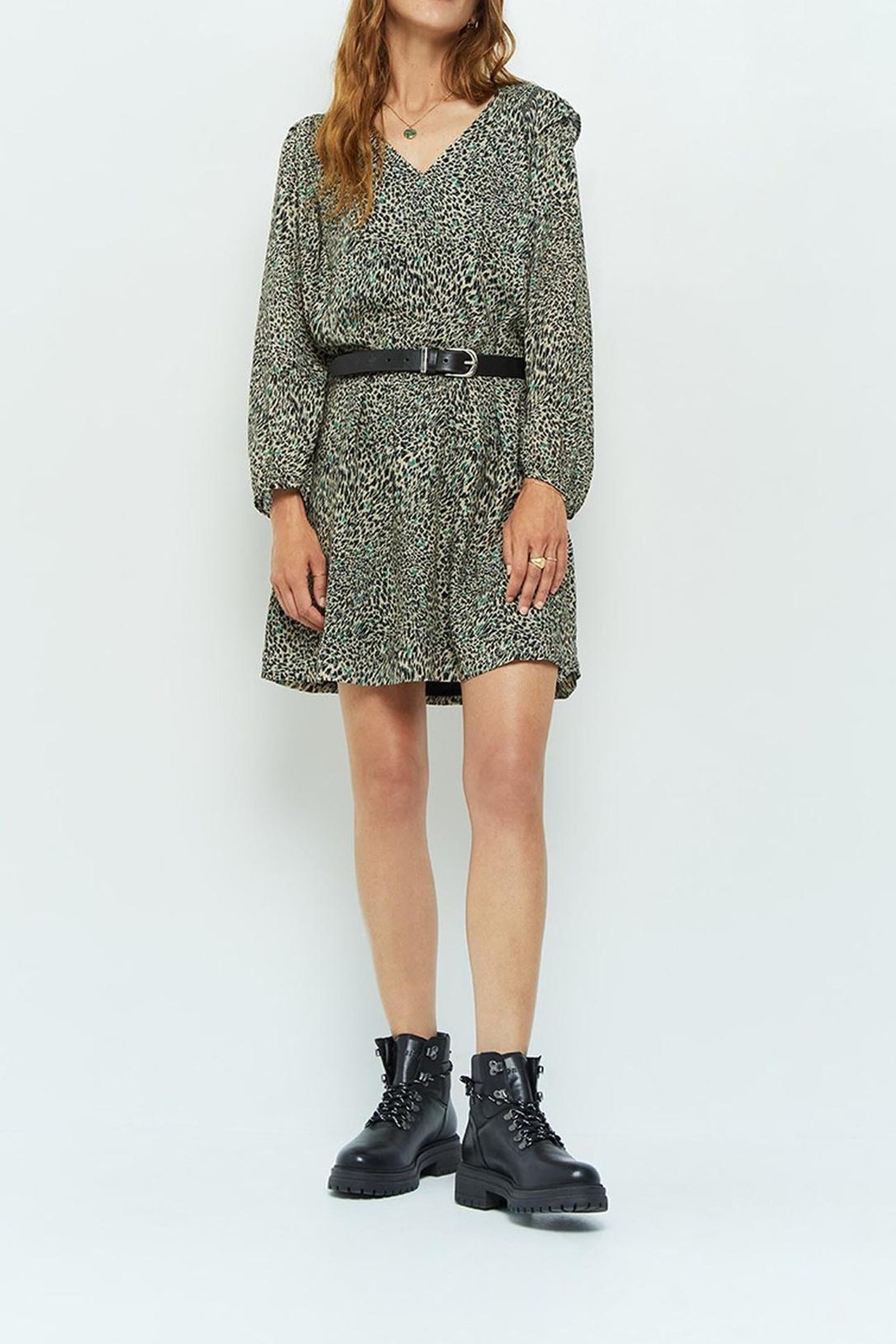 REILLY _ KHAKI DRESS WITH COOL LEO PRINT 1