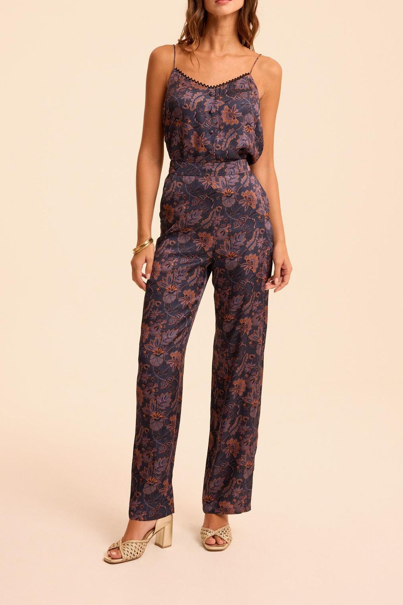 PURPLE WIDE-LEG TROUSERS WITH SCARF PRINT 7
