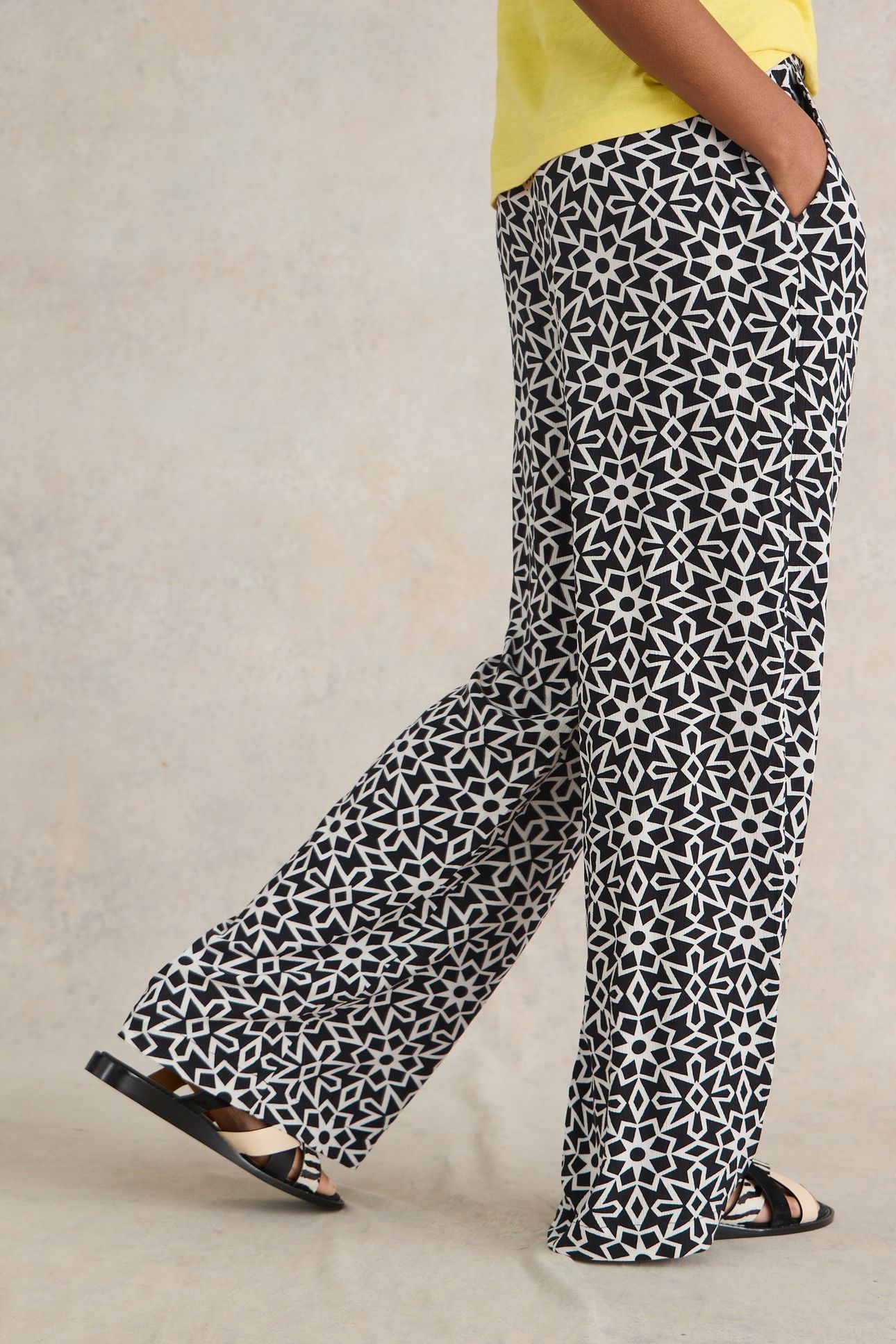BELLE CRINKLE WIDE LEG TROUSER BLK PR 1